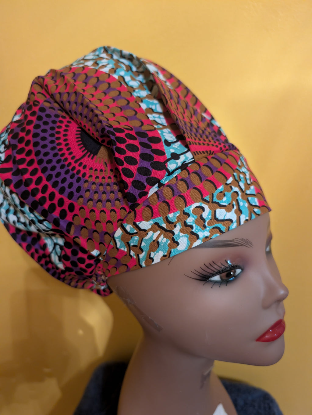 Blue/Purple Lined Bouffant Style Hat