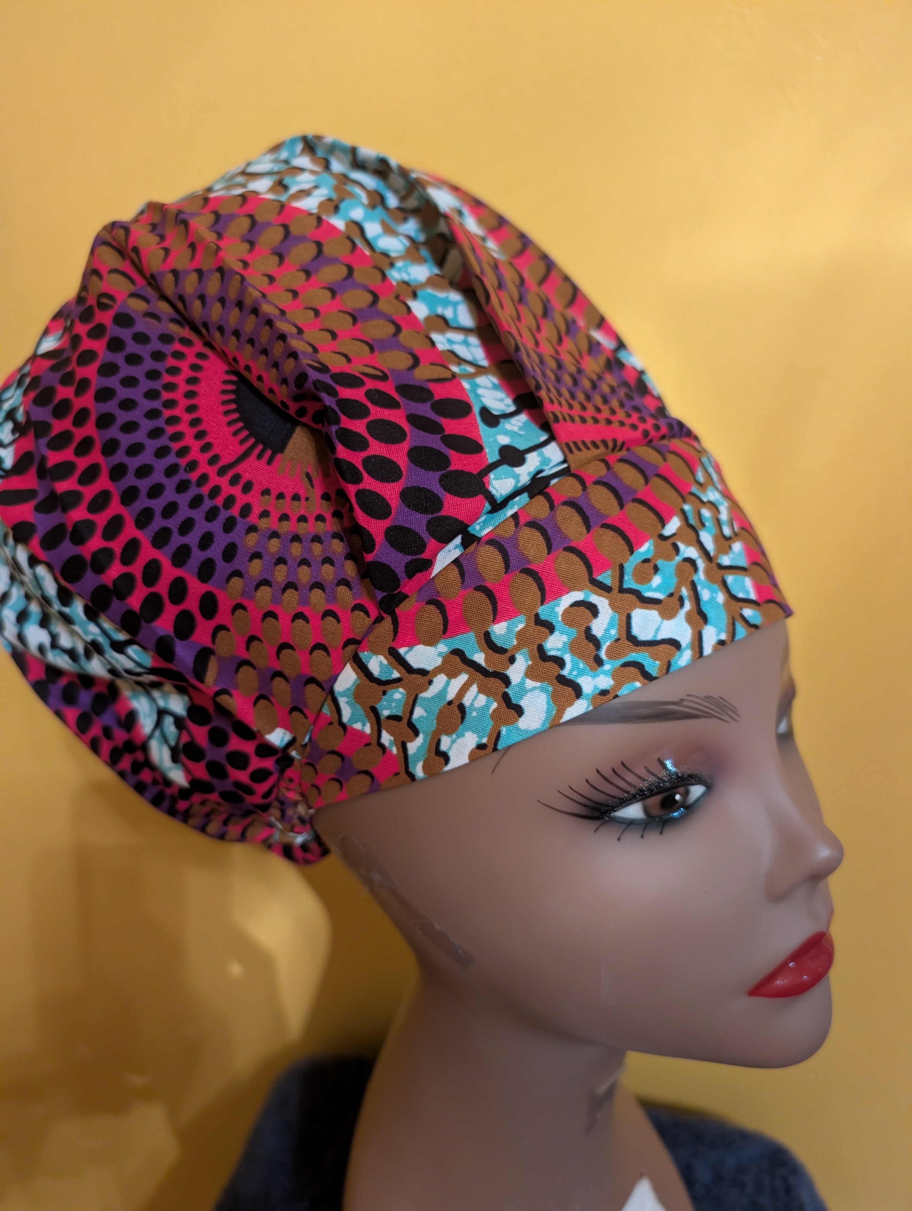 Blue/Purple Lined Bouffant Style Hat