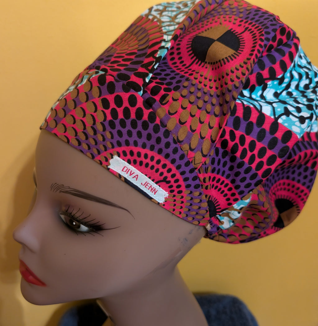 Blue/Purple Lined Bouffant Style Hat