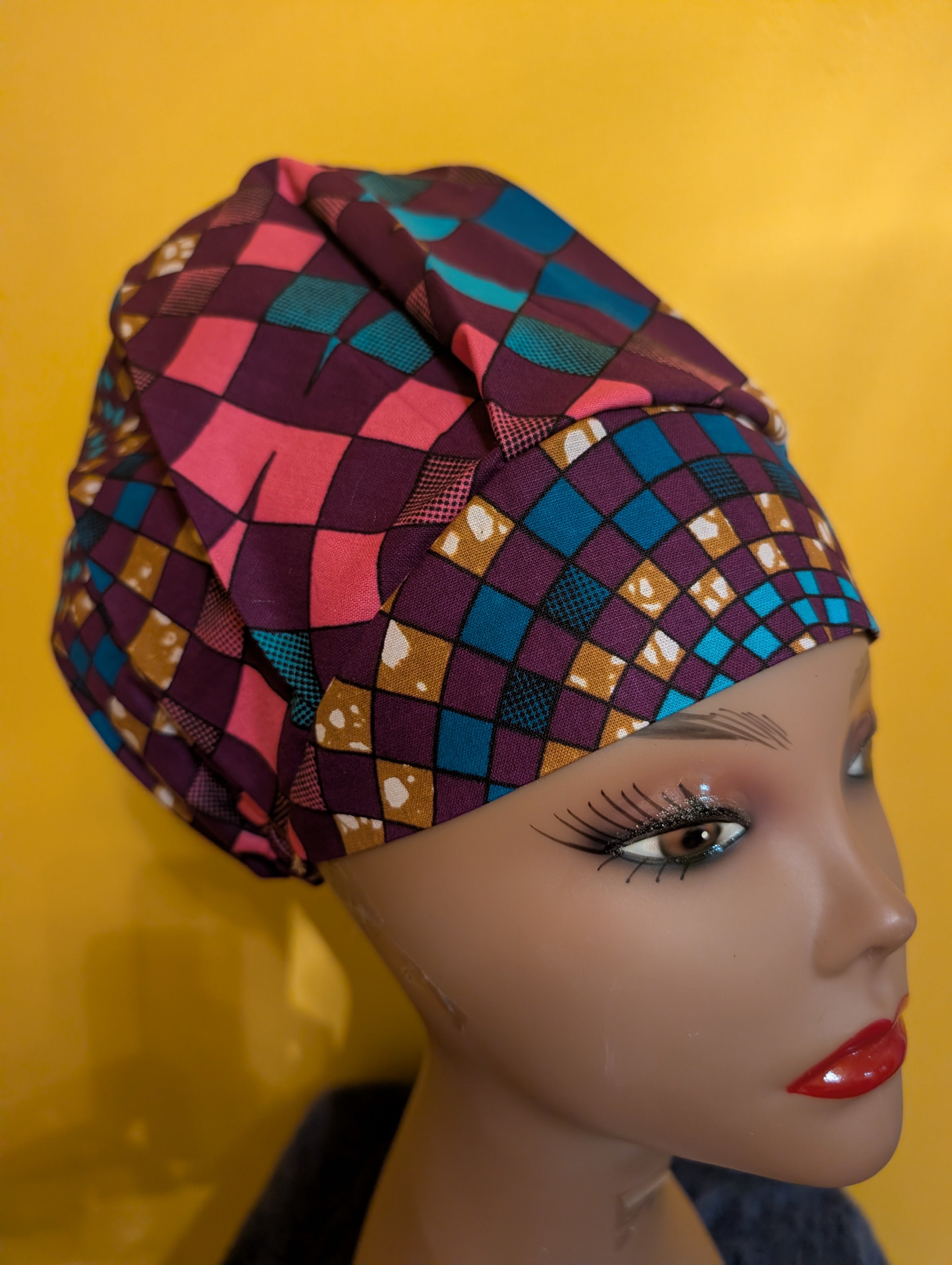 Purple Satin Lined Bouffant Style Hat