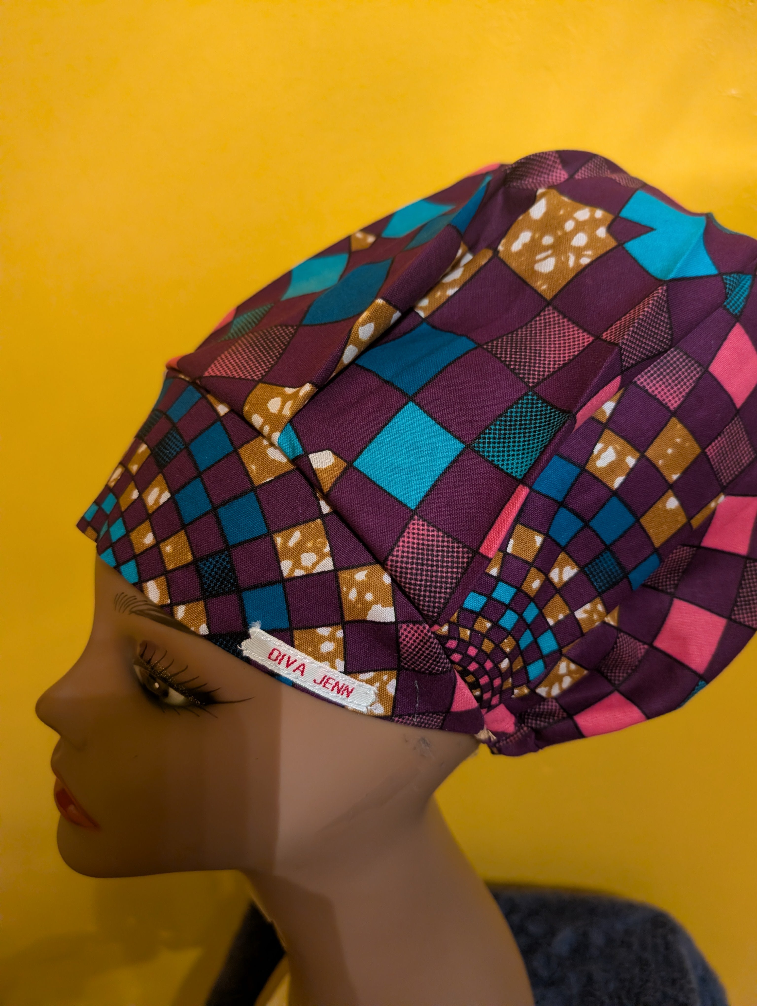 Purple Satin Lined Bouffant Style Hat