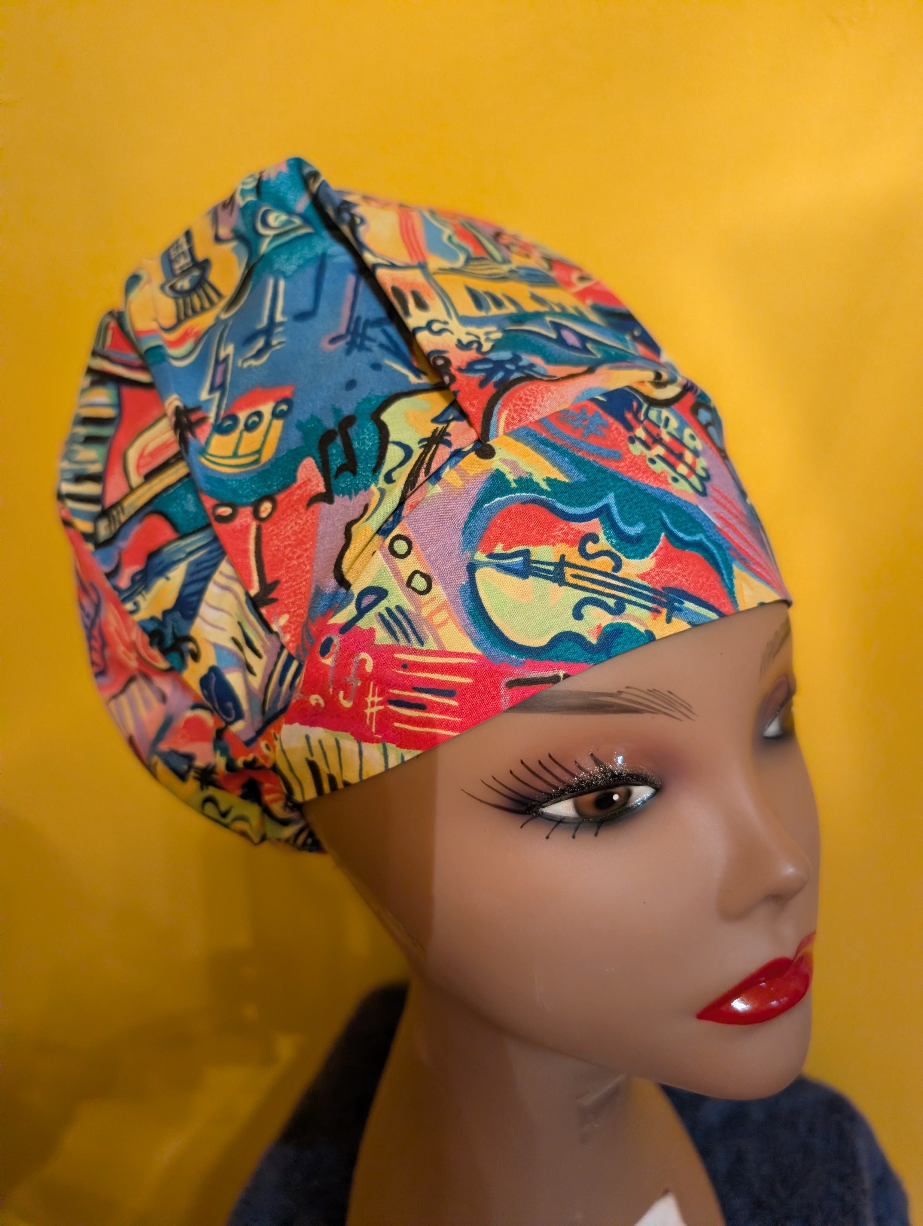 Music Themed Bouffant Satin lined Hat