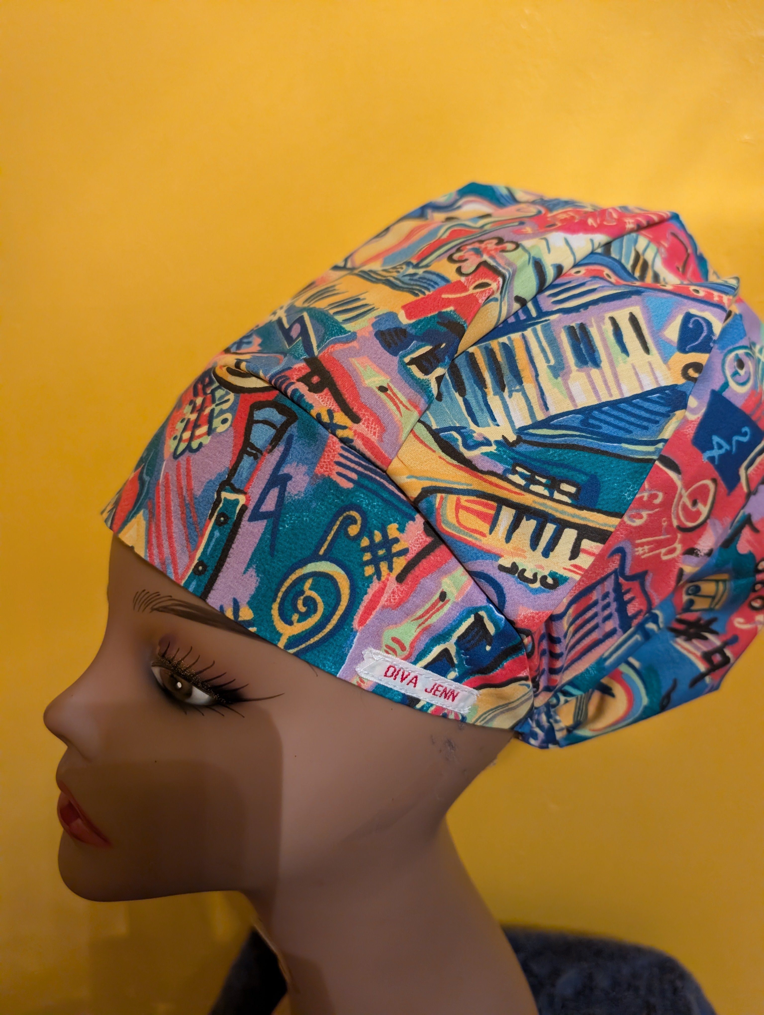 Music Themed Bouffant Satin lined Hat