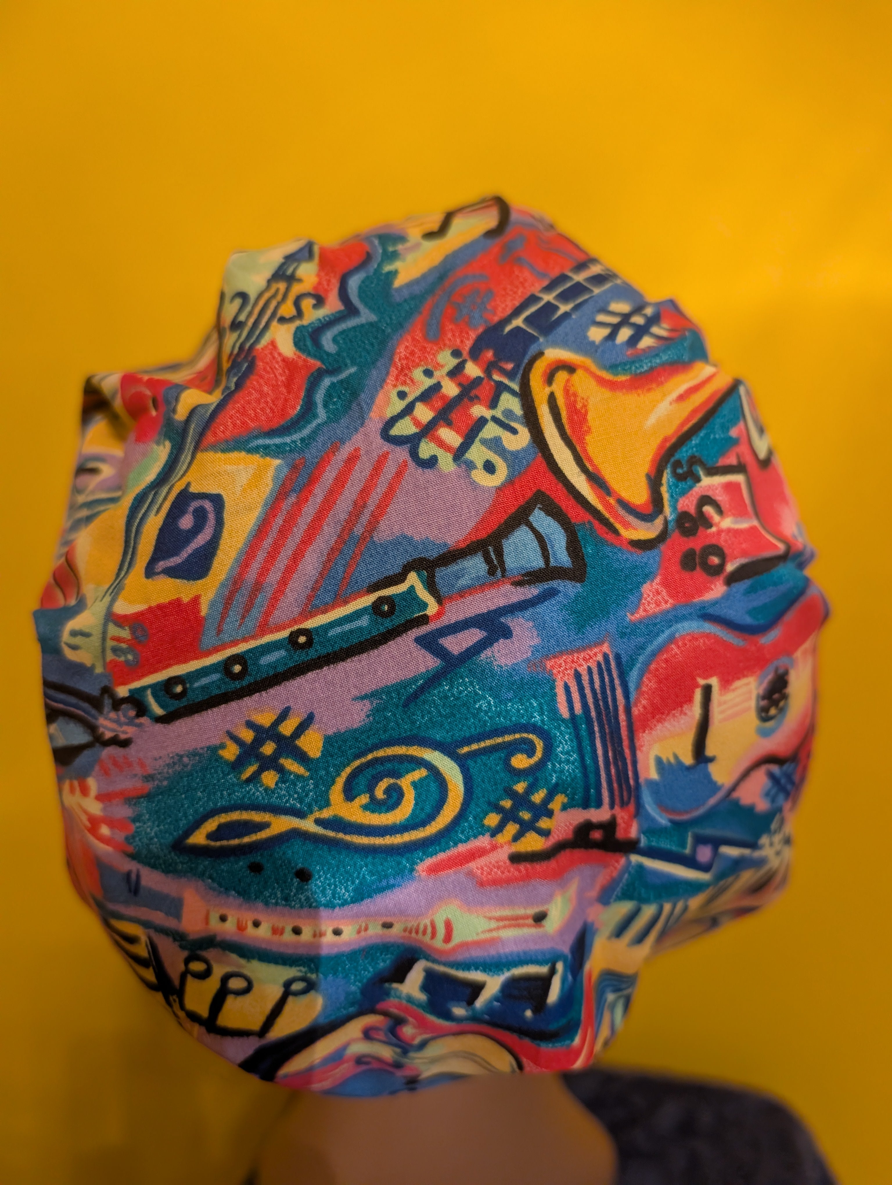 Music Themed Bouffant Satin lined Hat