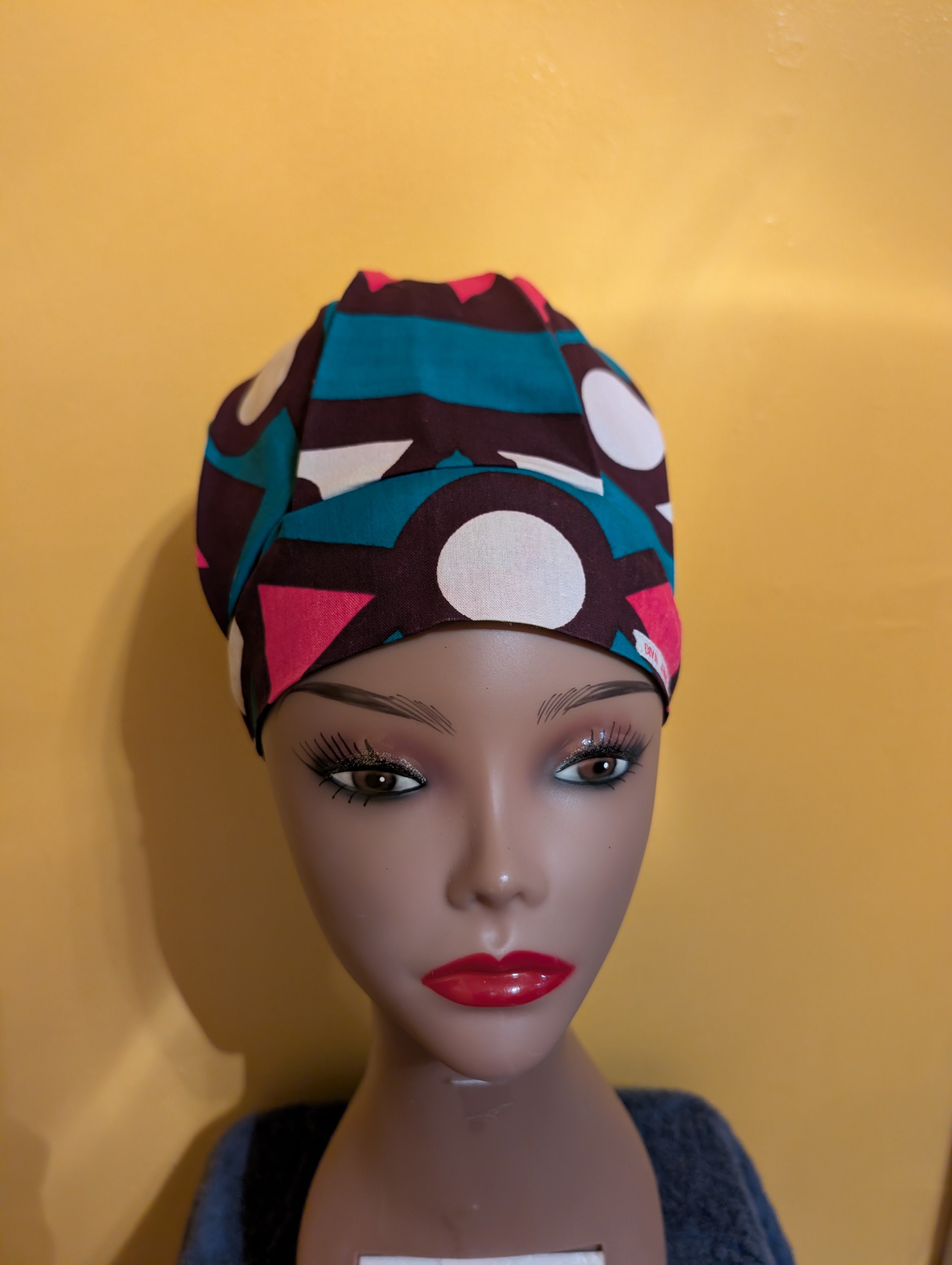 Brown/Pink/White Satin Lined Bouffant Style Hat