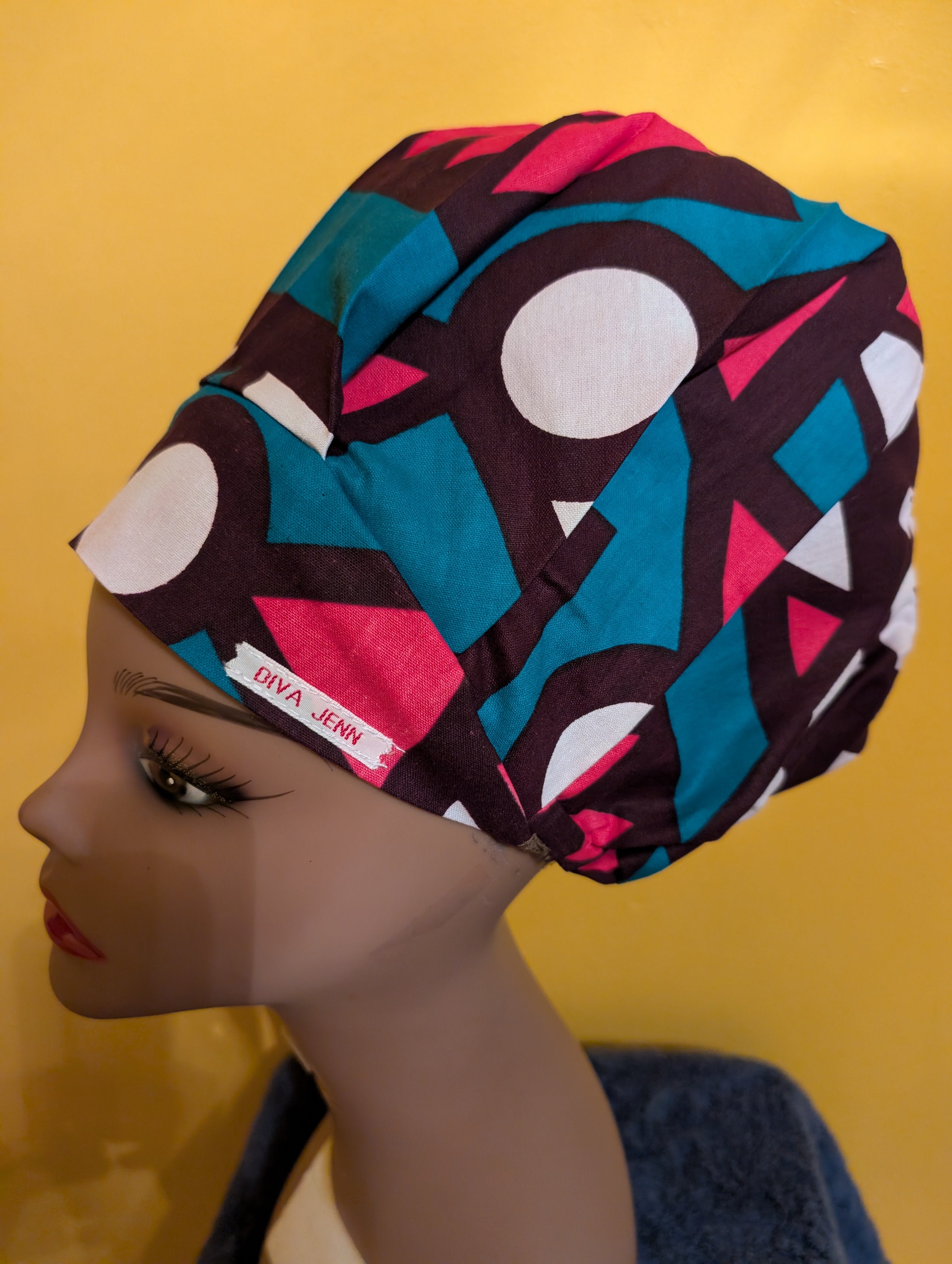 Brown/Pink/White Satin Lined Bouffant Style Hat