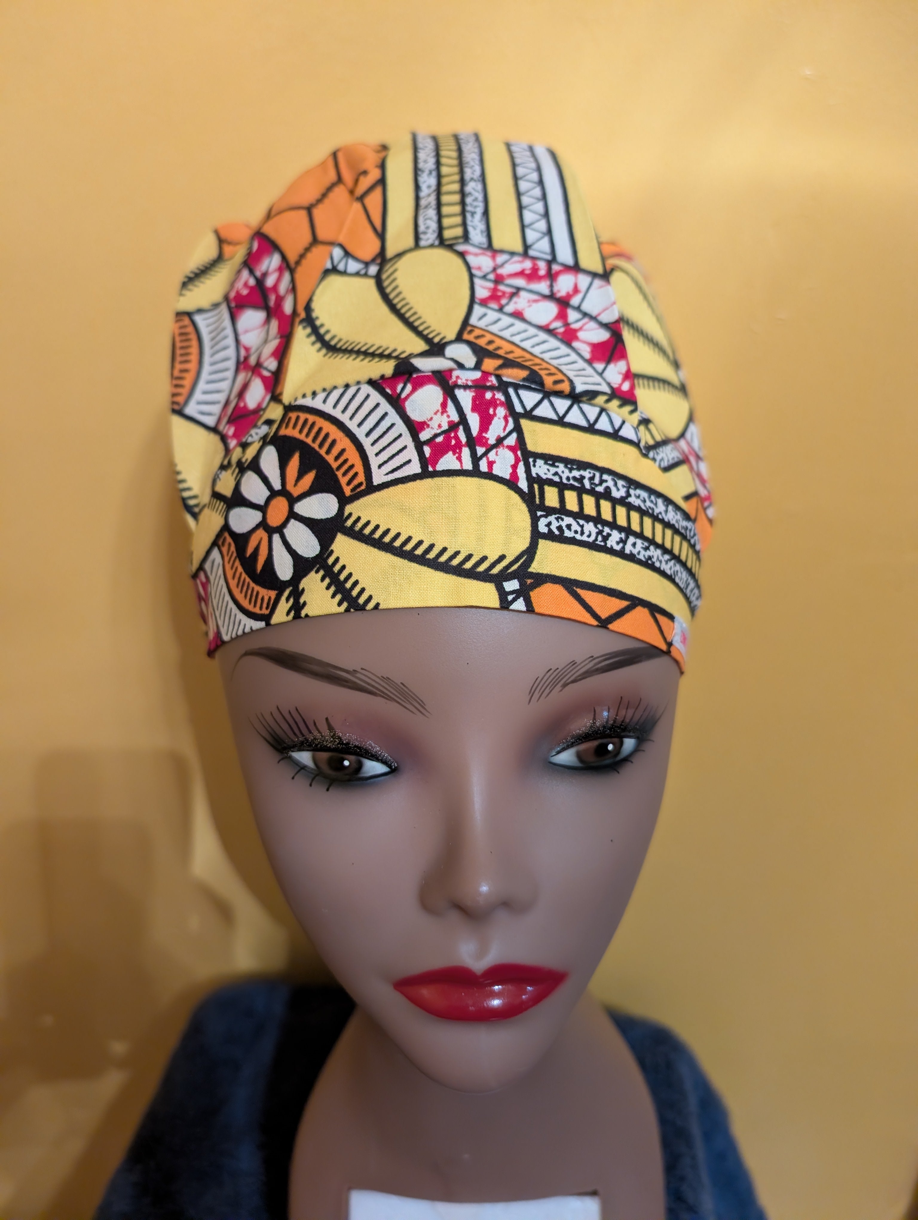 Yellow/Orange Satin Lined Bouffant Style Hat