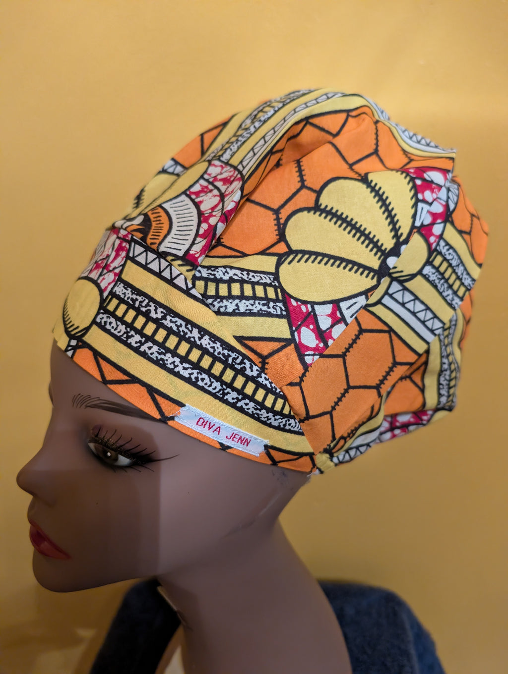 Yellow/Orange Satin Lined Bouffant Style Hat