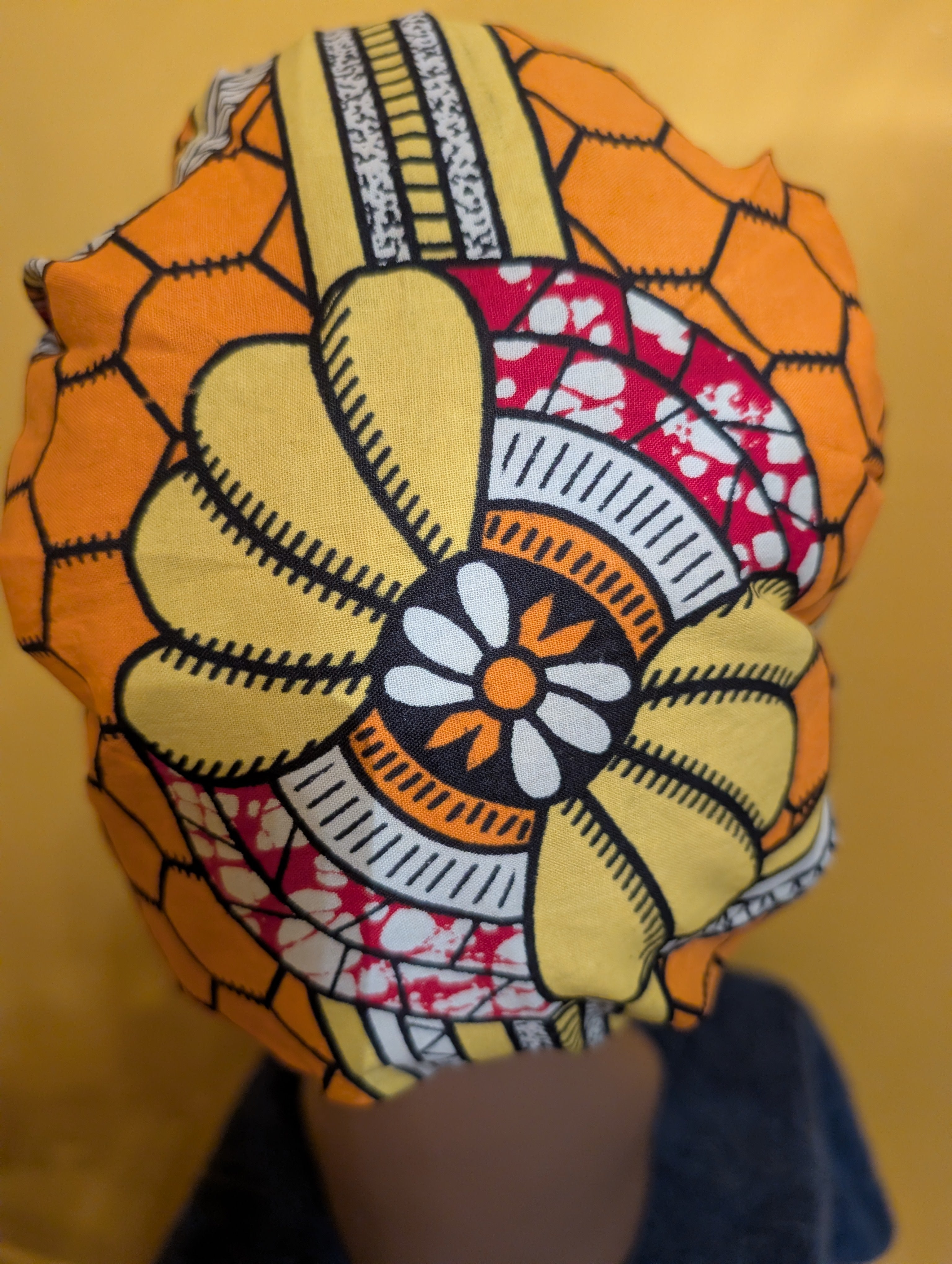 Yellow/Orange Satin Lined Bouffant Style Hat