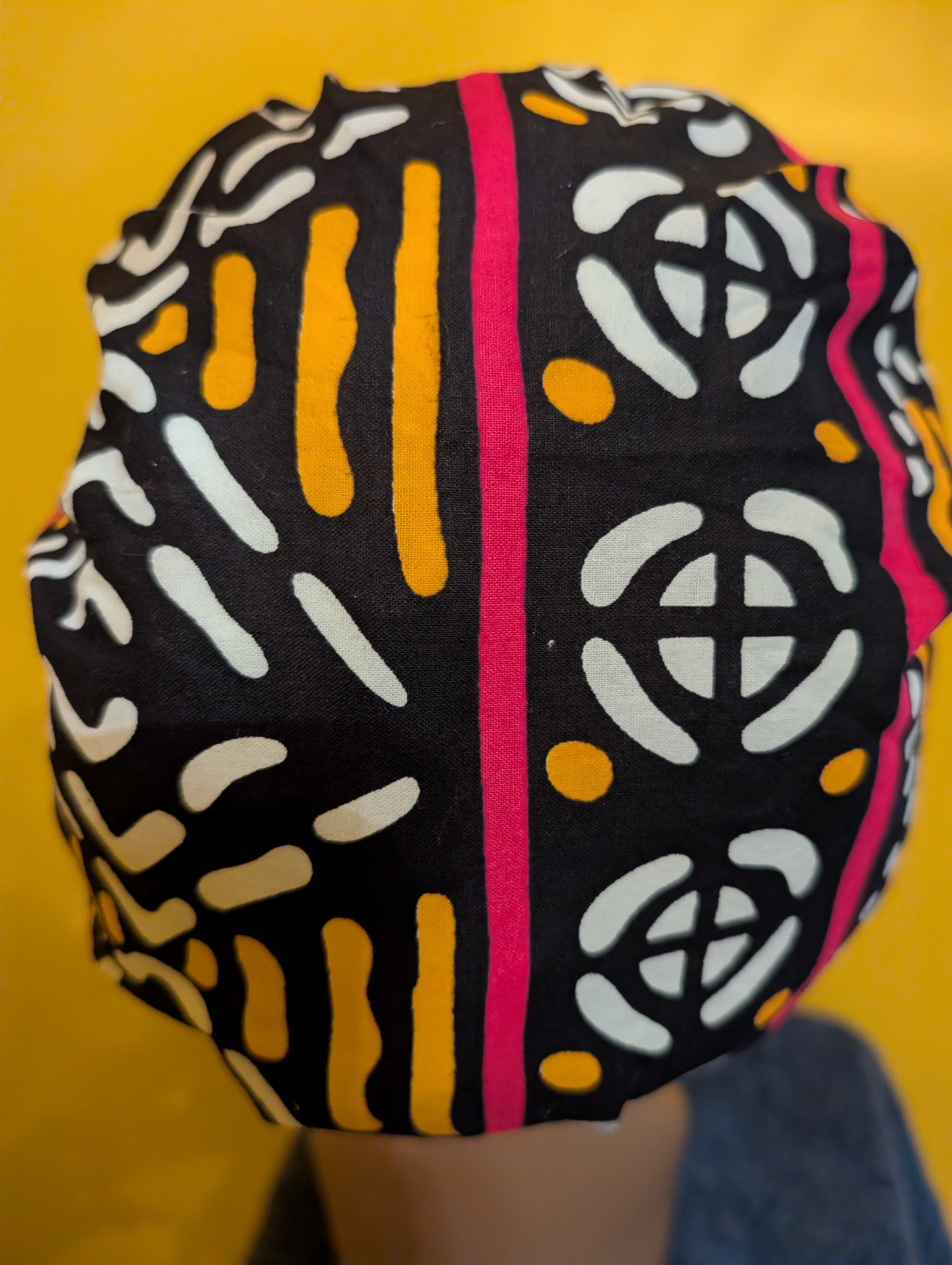 Black/White/Yellow Satin Lined Bouffant Style Hat