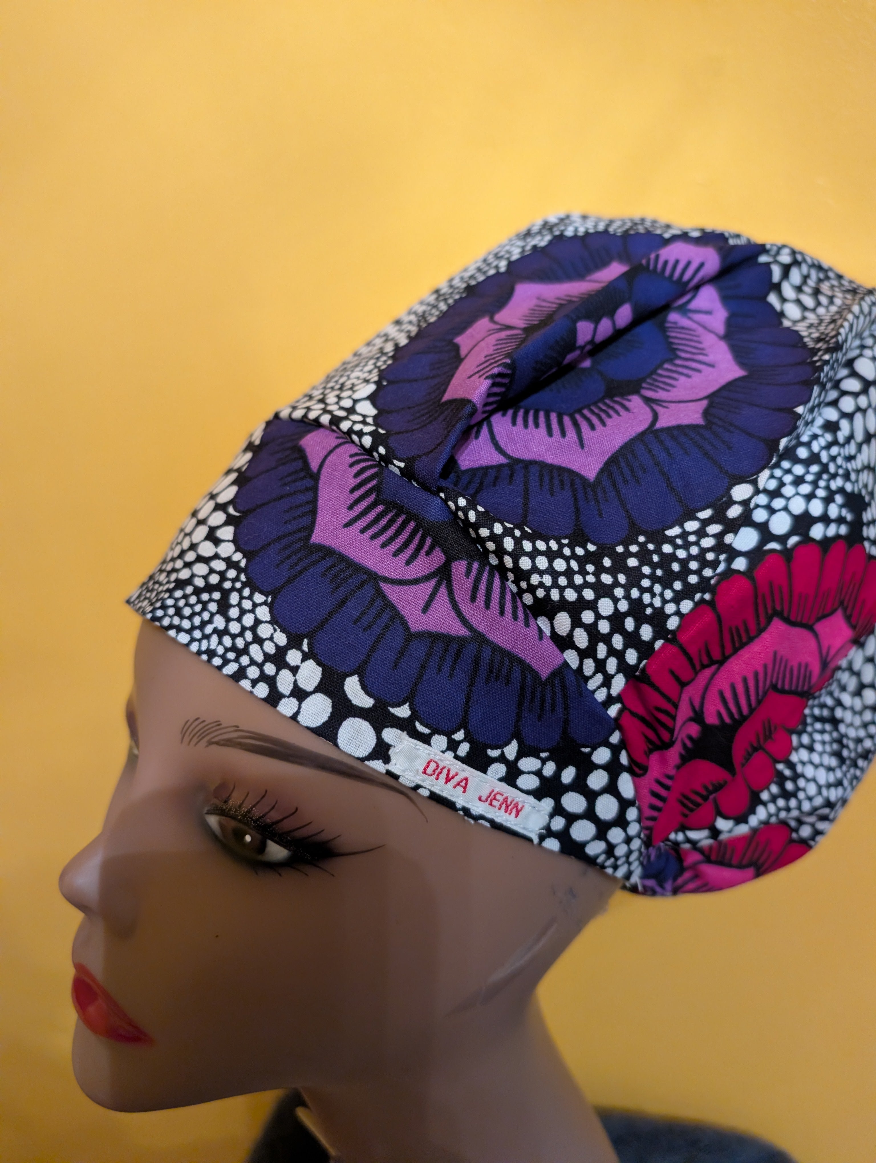 Pink/Purple/ Black Satin Lined Bouffant Style Hat