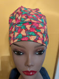 Red/Yellow/Green  Satin Lined Bouffant Style Hat