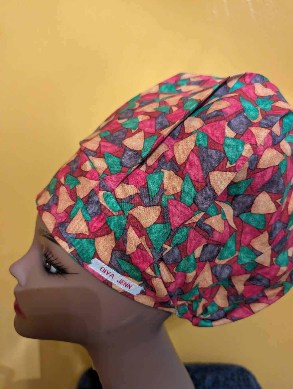 Red/Yellow/Green  Satin Lined Bouffant Style Hat