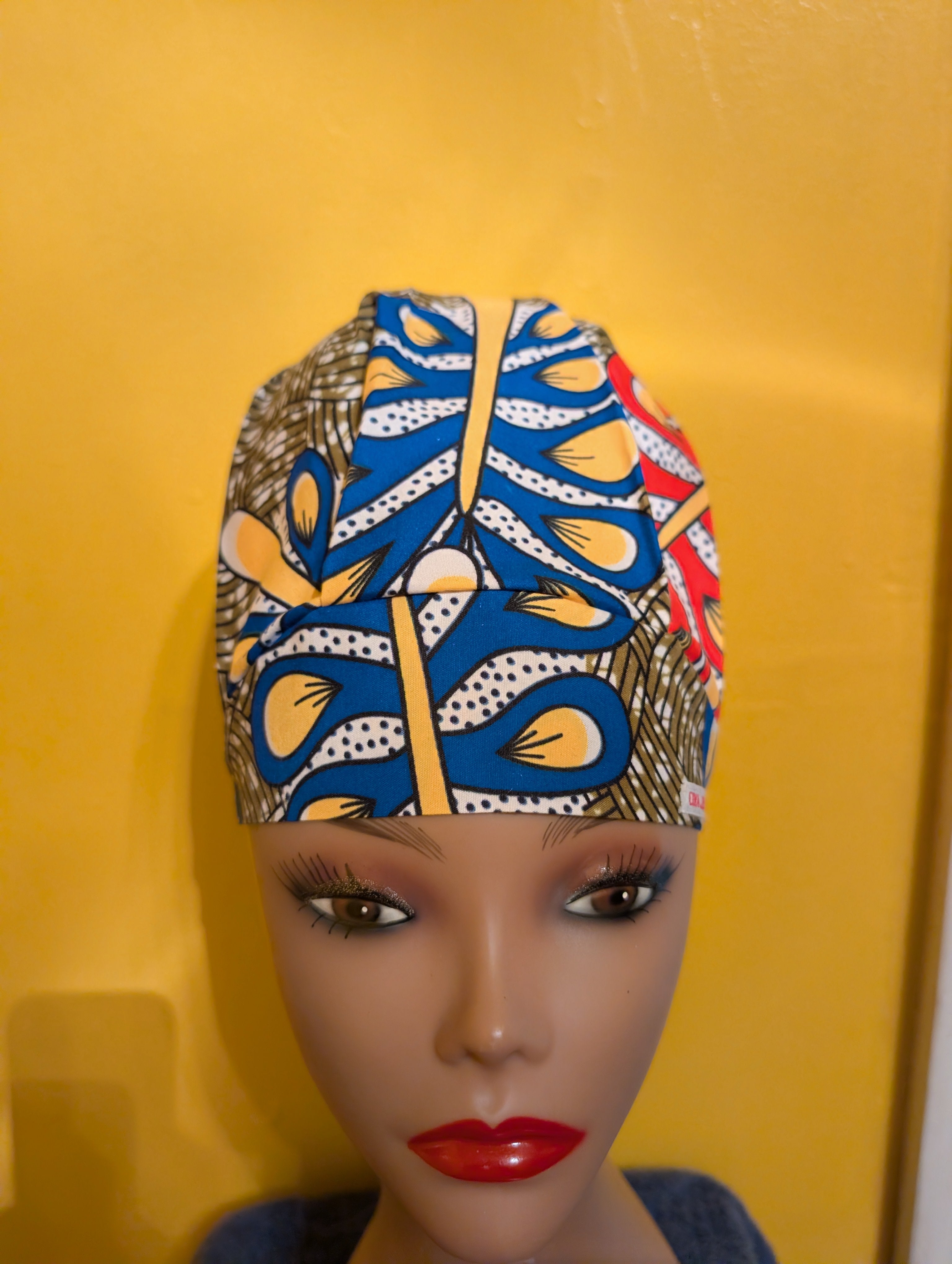African Print Satin Lined Bouffant Style Hat