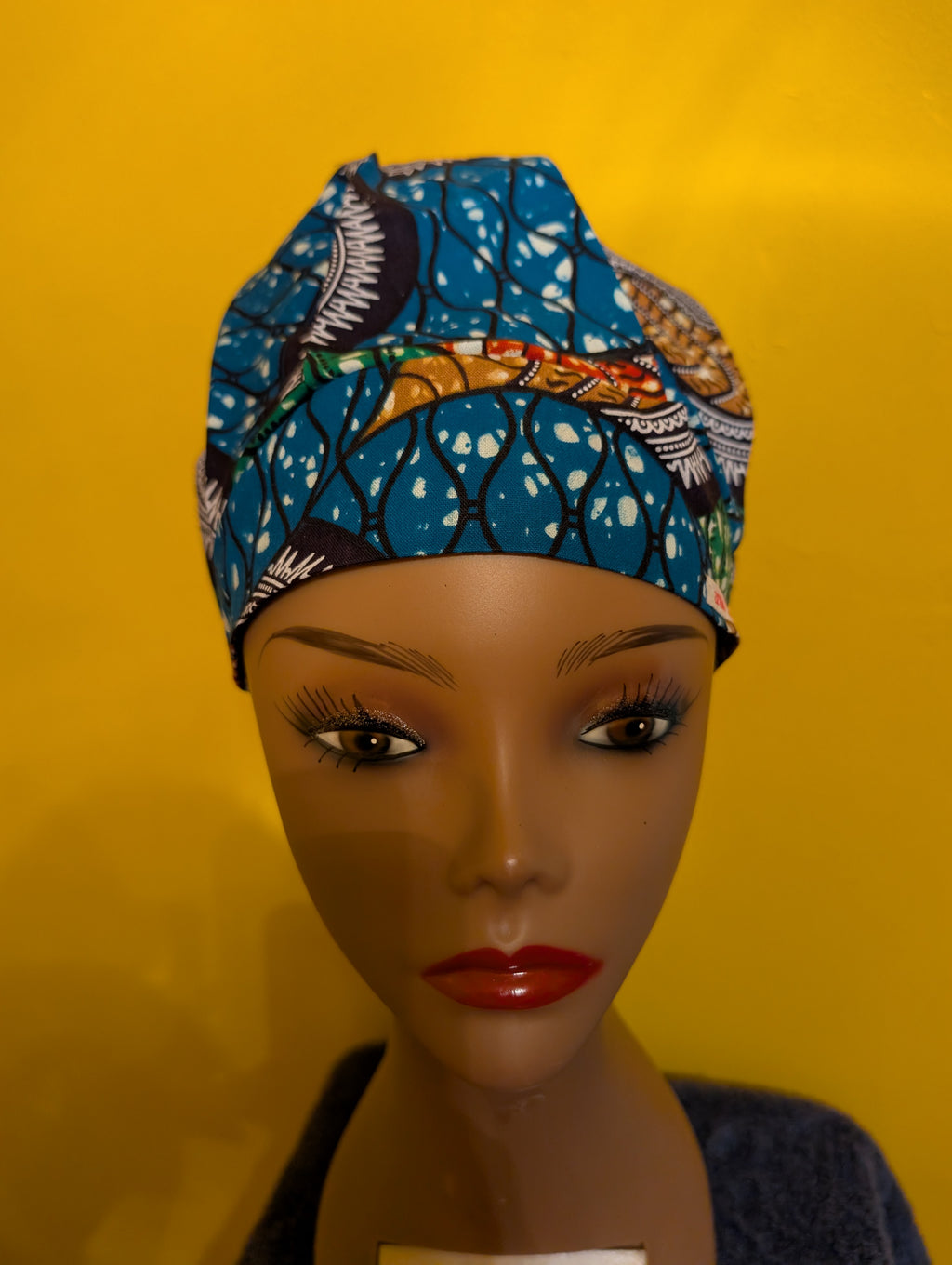 Blue/Green Satin Lined Bouffant Style Hat