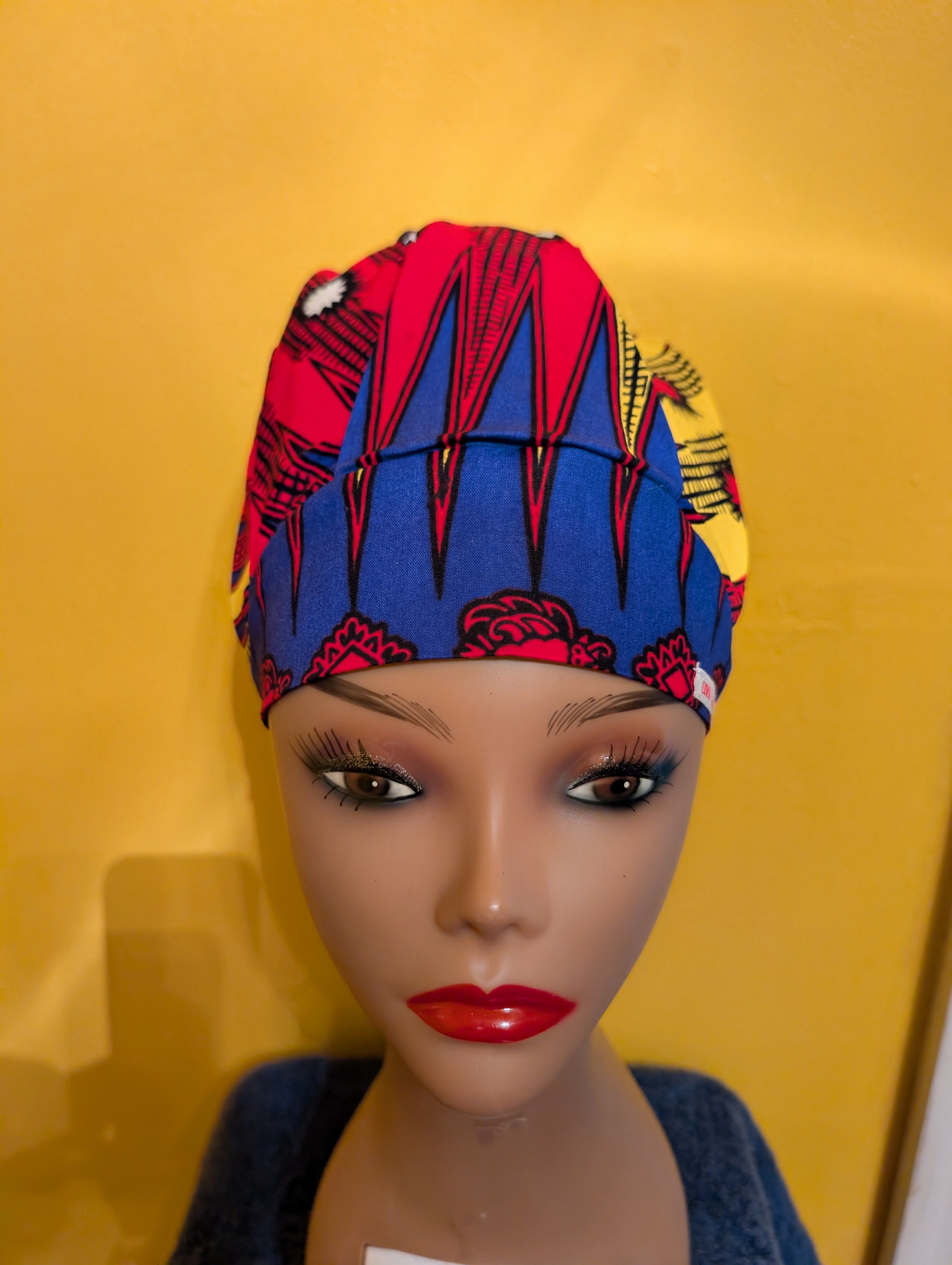 Blue/Red Satin Lined Bouffant Style Hat