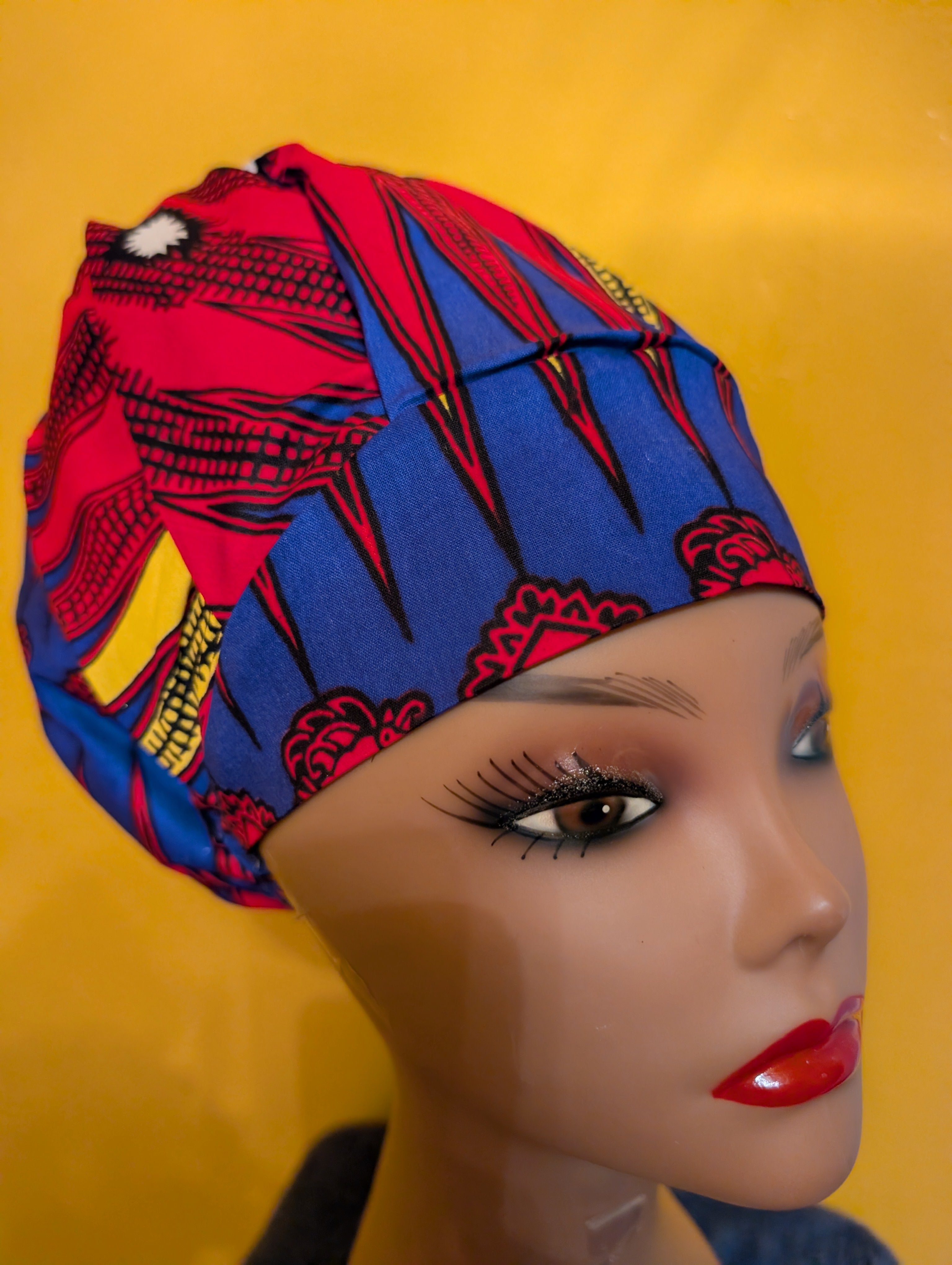 Blue/Red Satin Lined Bouffant Style Hat
