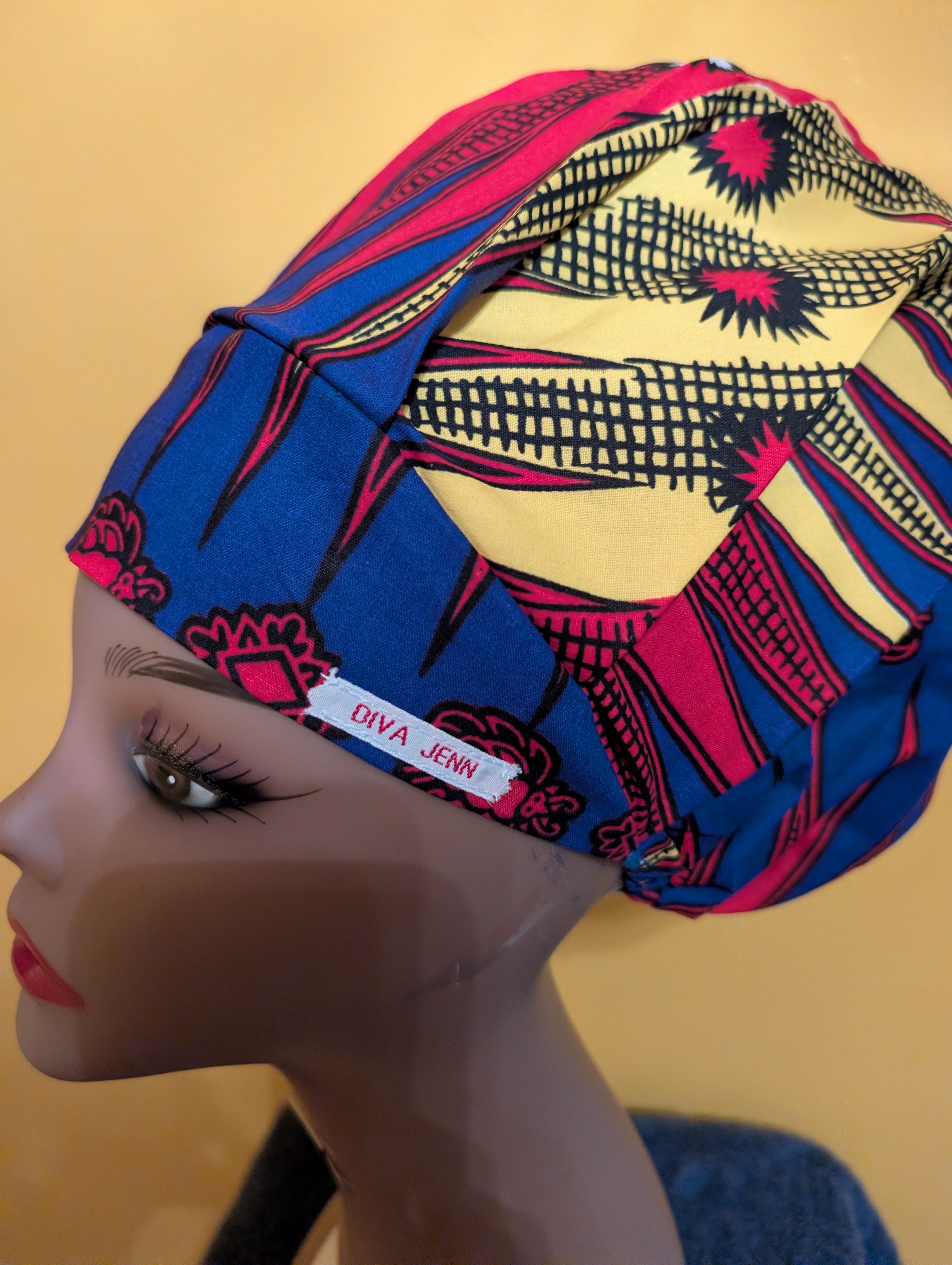Blue/Red Satin Lined Bouffant Style Hat
