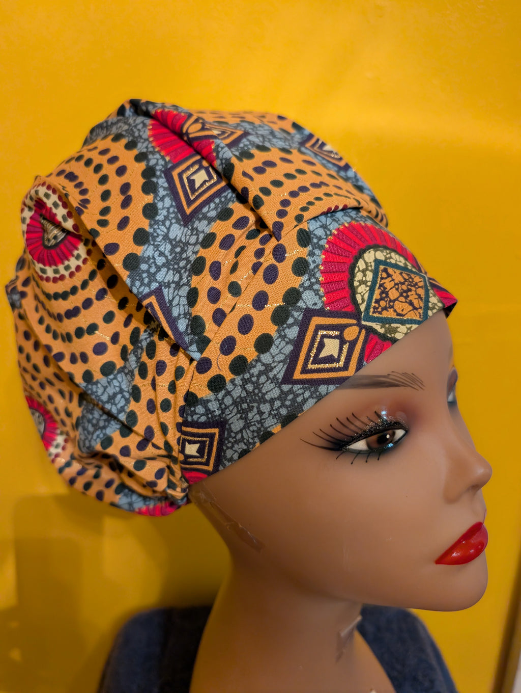 Gold & Black Satin Lined Bouffant Style Hat