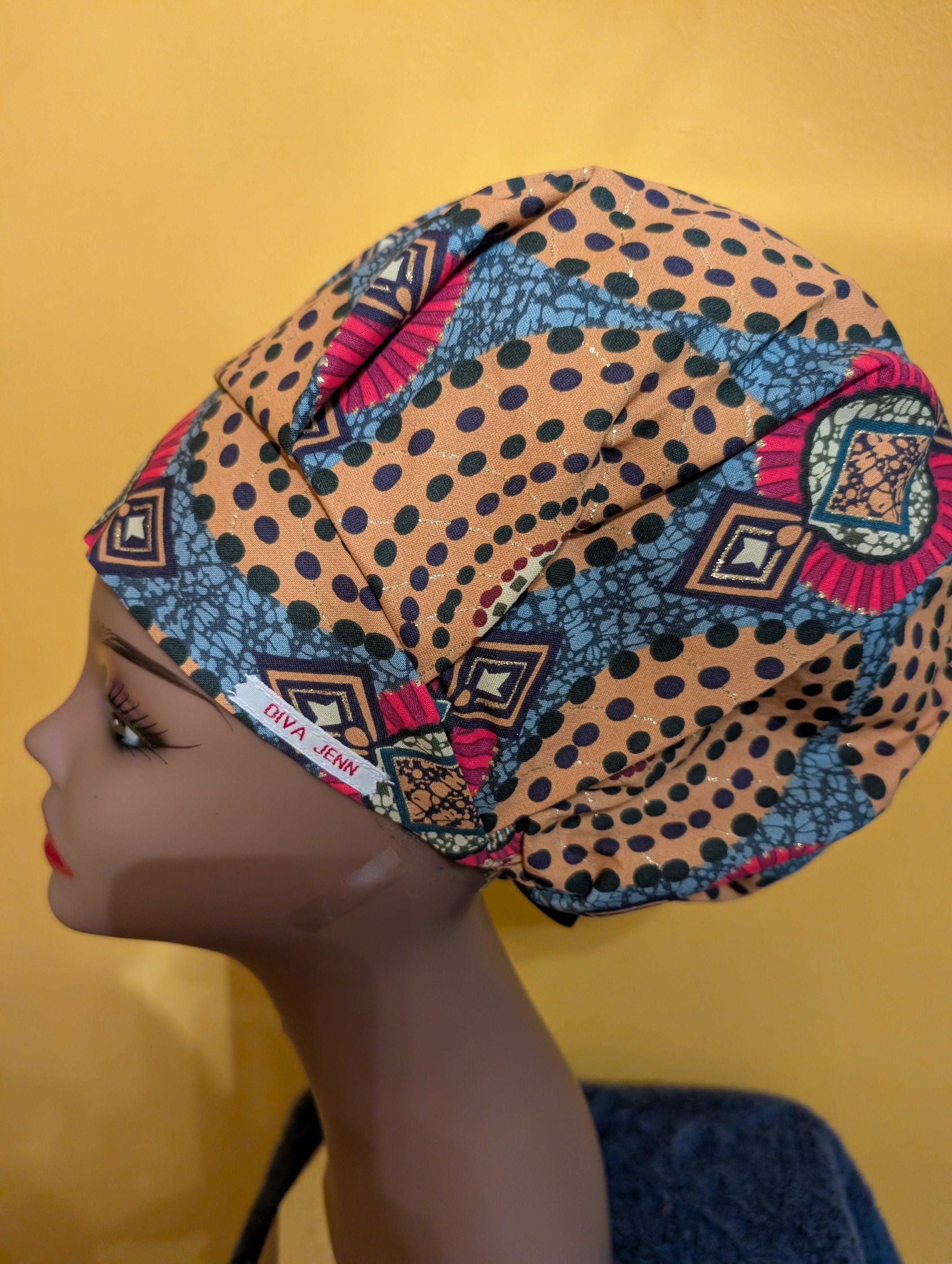 Gold & Black Satin Lined Bouffant Style Hat