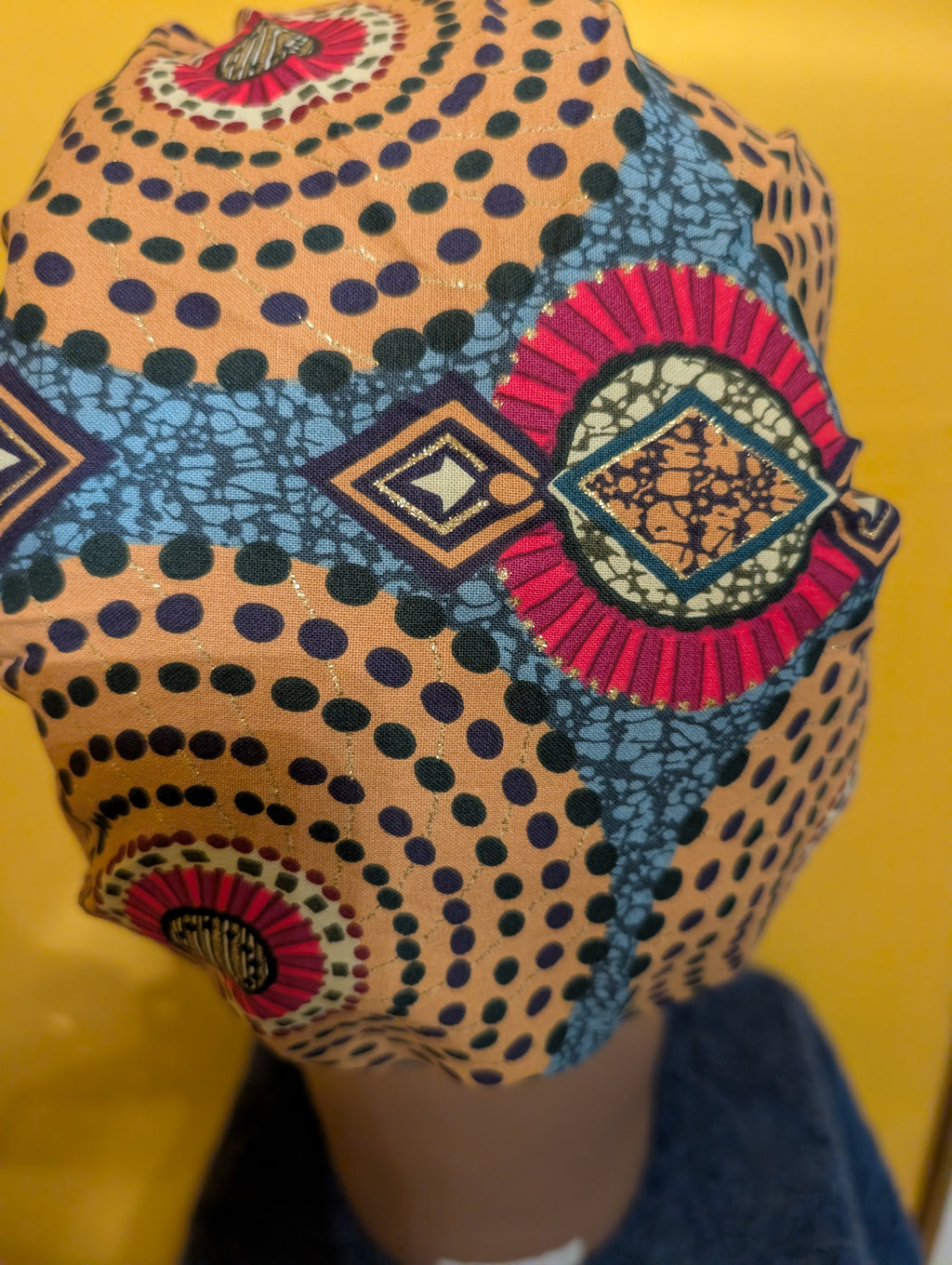 Gold & Black Satin Lined Bouffant Style Hat