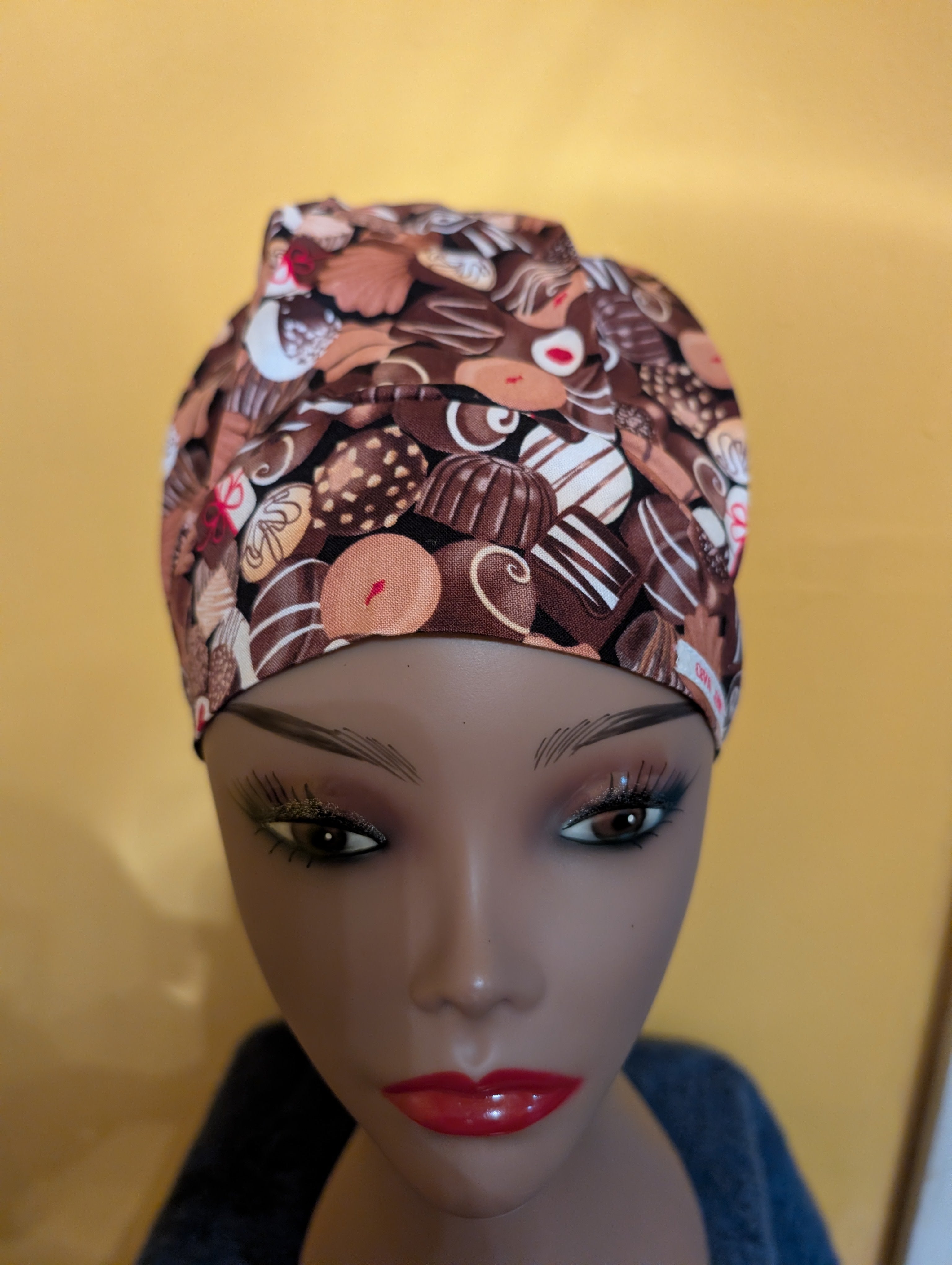 Chocolate Candy Themed Satin Lined Bouffant Style Hat
