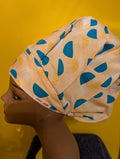 Blue/ Yellow Satin Lined Bouffant Style Hat