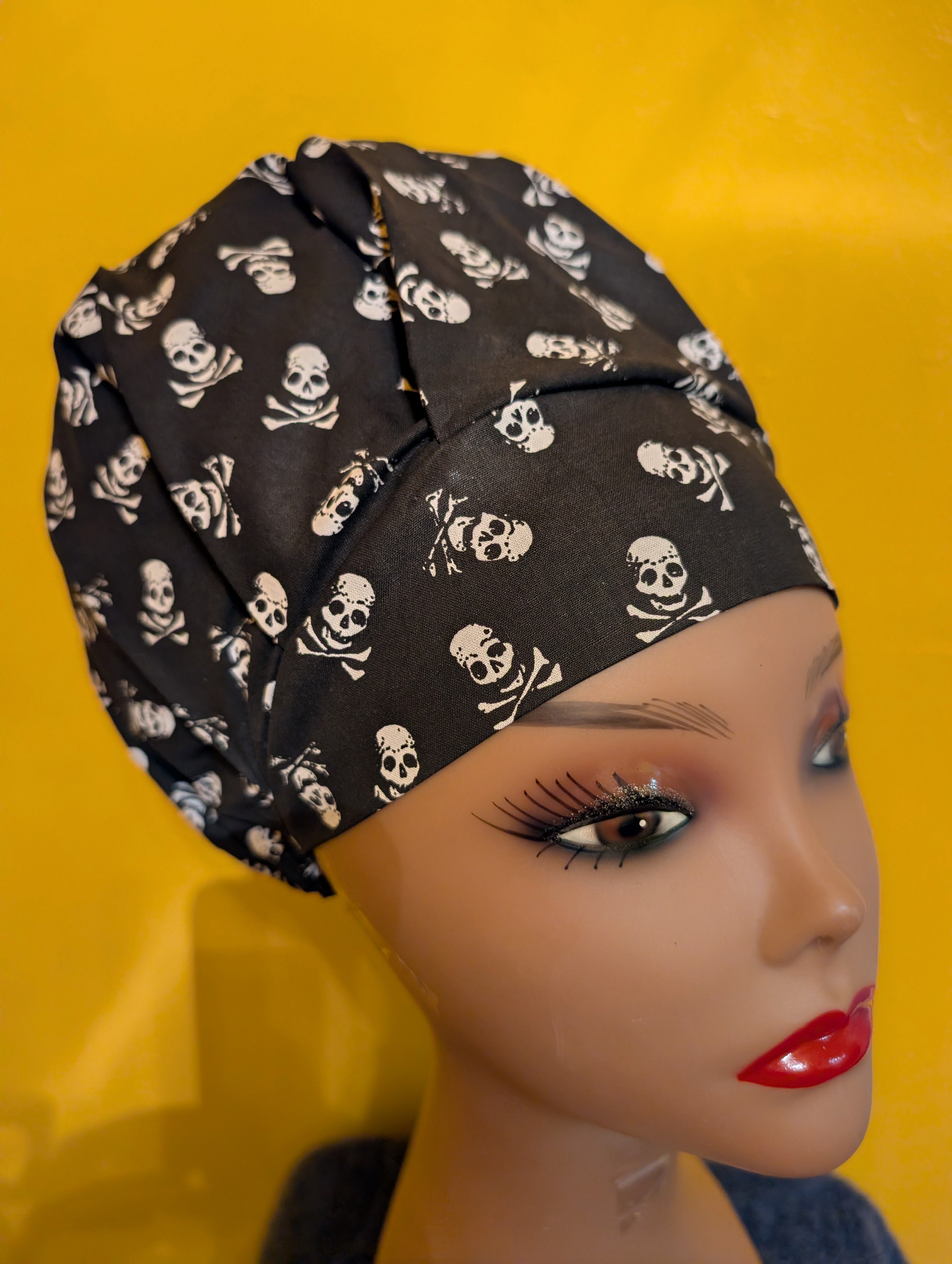 Black Skeleton Satin Lined Bouffant Style Hat