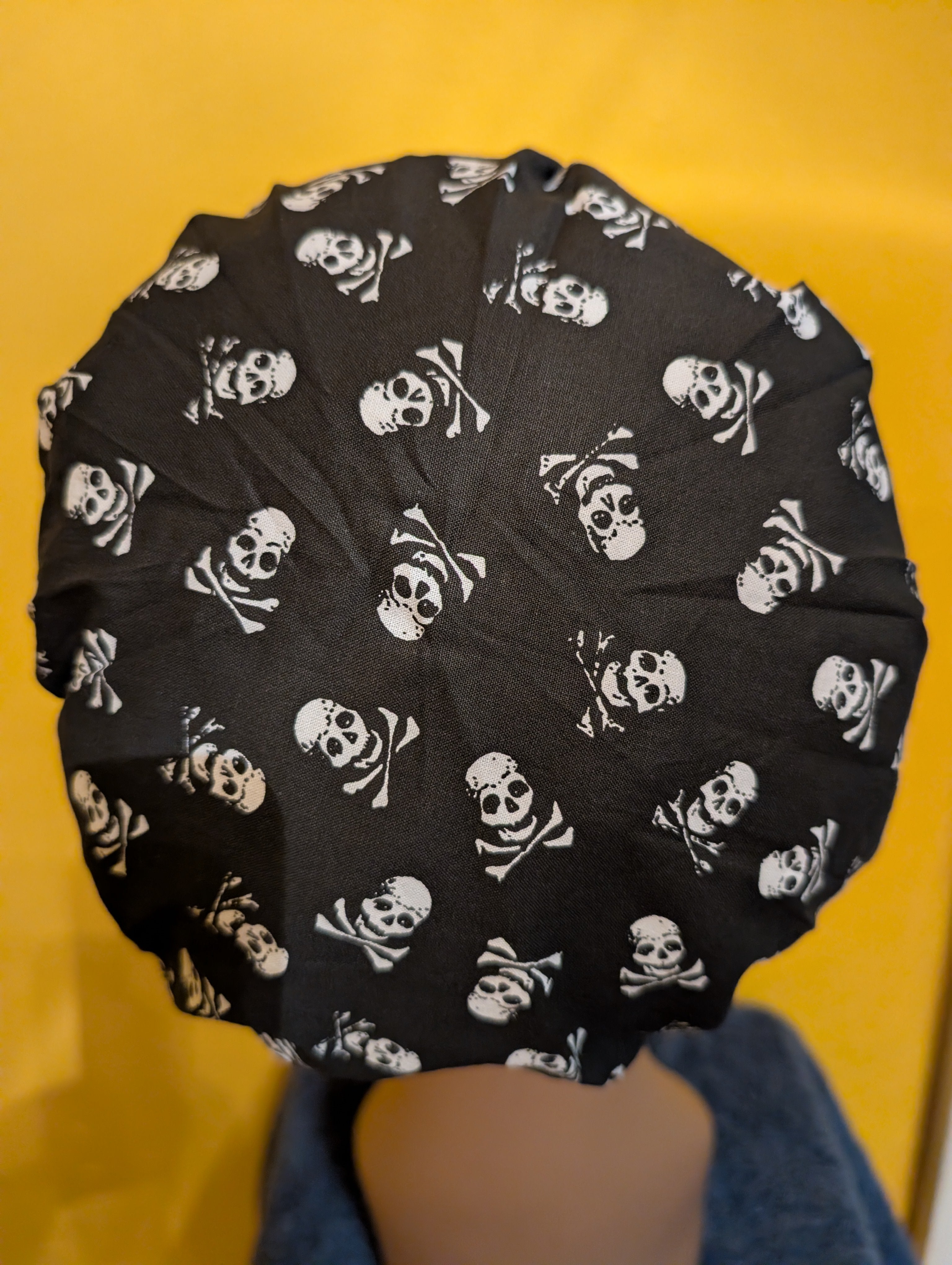Black Skeleton Satin Lined Bouffant Style Hat