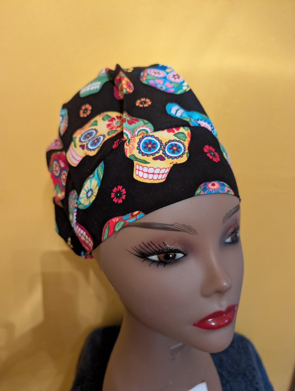 Dia de los Muertos Satin Lined Bouffant Style Hat