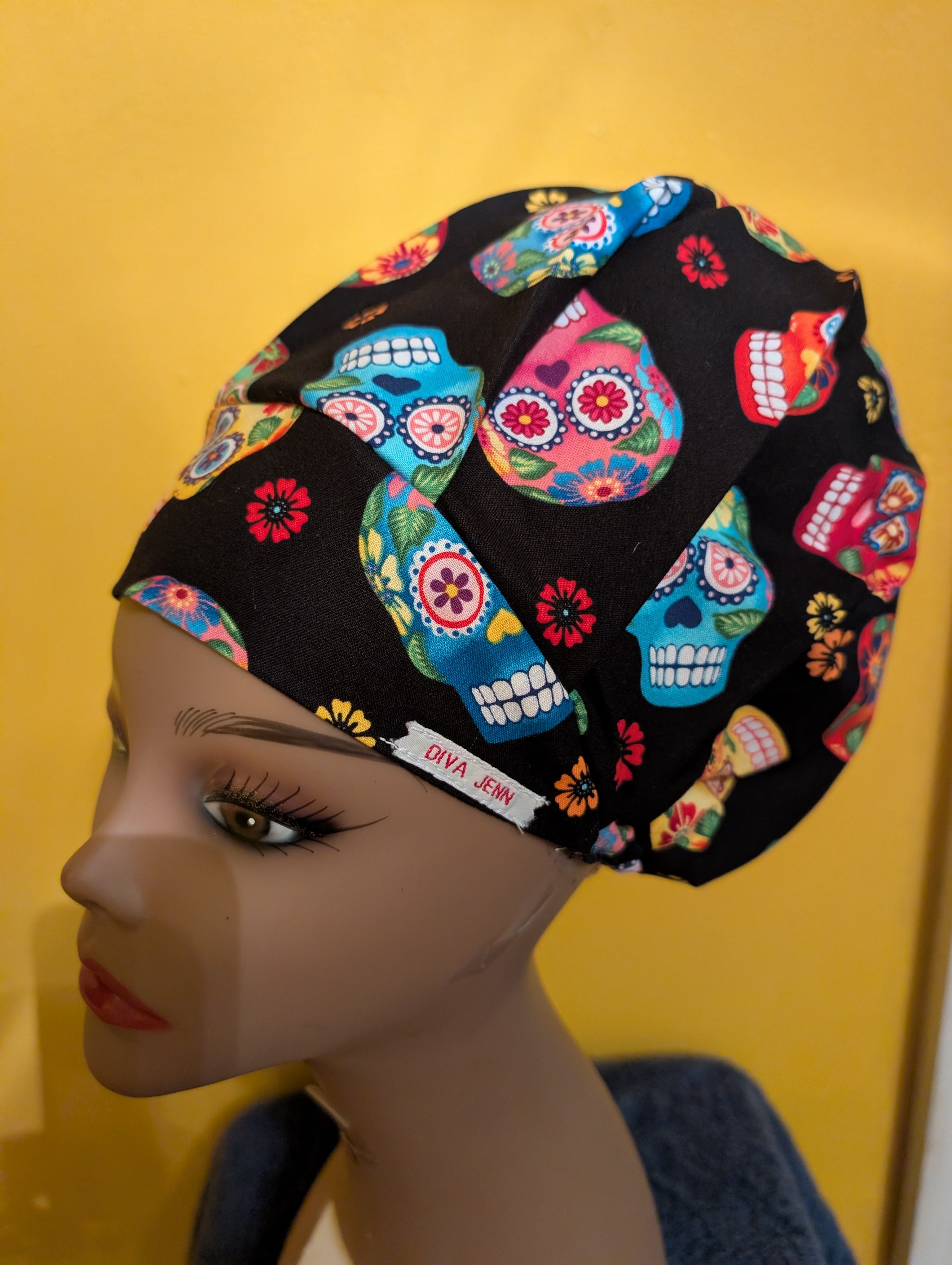 Dia de los Muertos Satin Lined Bouffant Style Hat