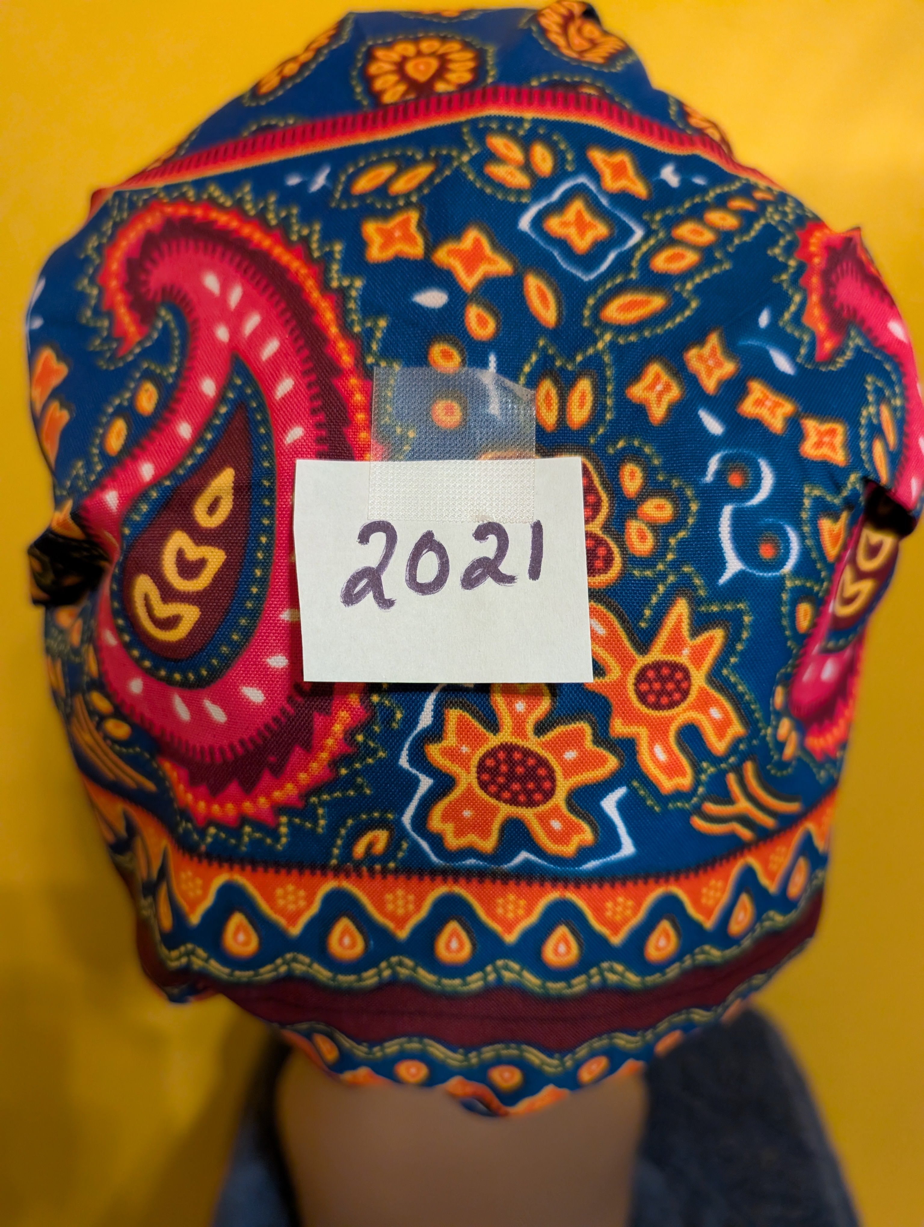 Blue/Orange/Pink Satin Lined Bouffant Style Hat