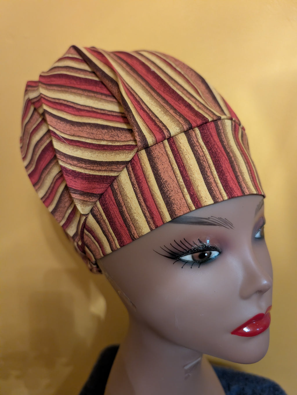 Gold/Brown Satin Lined Bouffant Style Hat