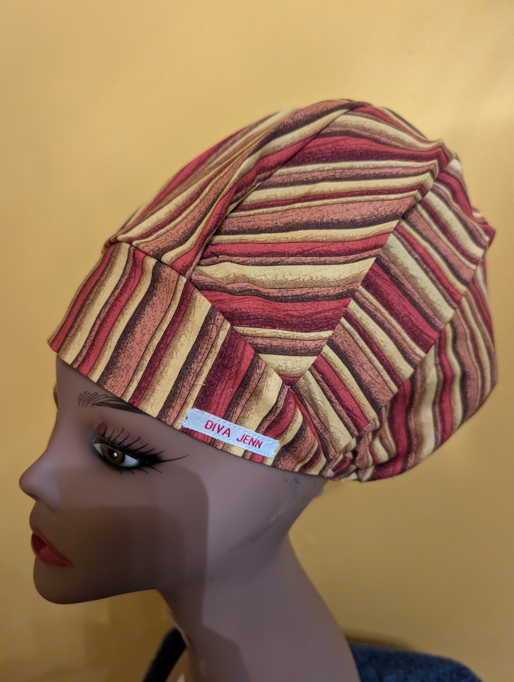 Gold/Brown Satin Lined Bouffant Style Hat