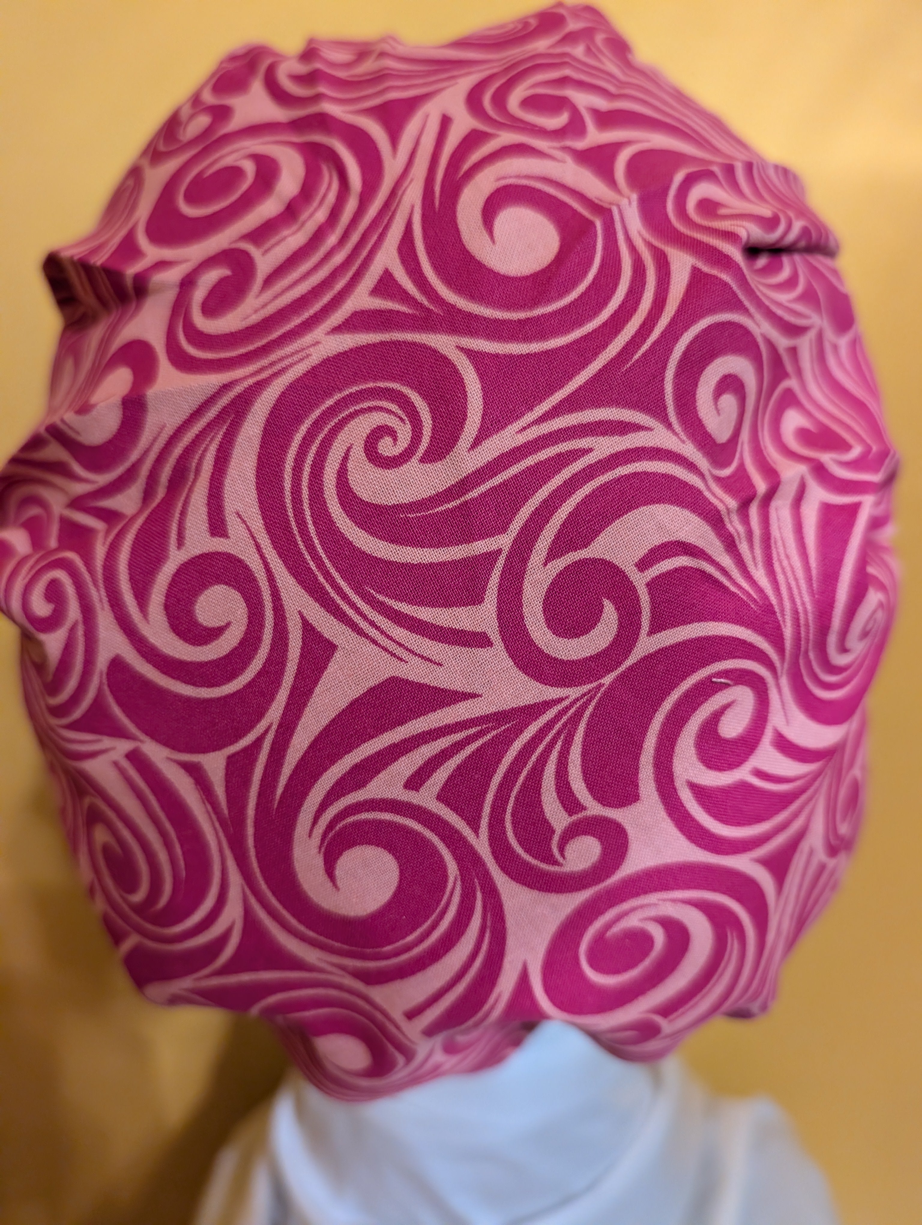 Pink Swirl Satin Lined Bouffant Style Hat