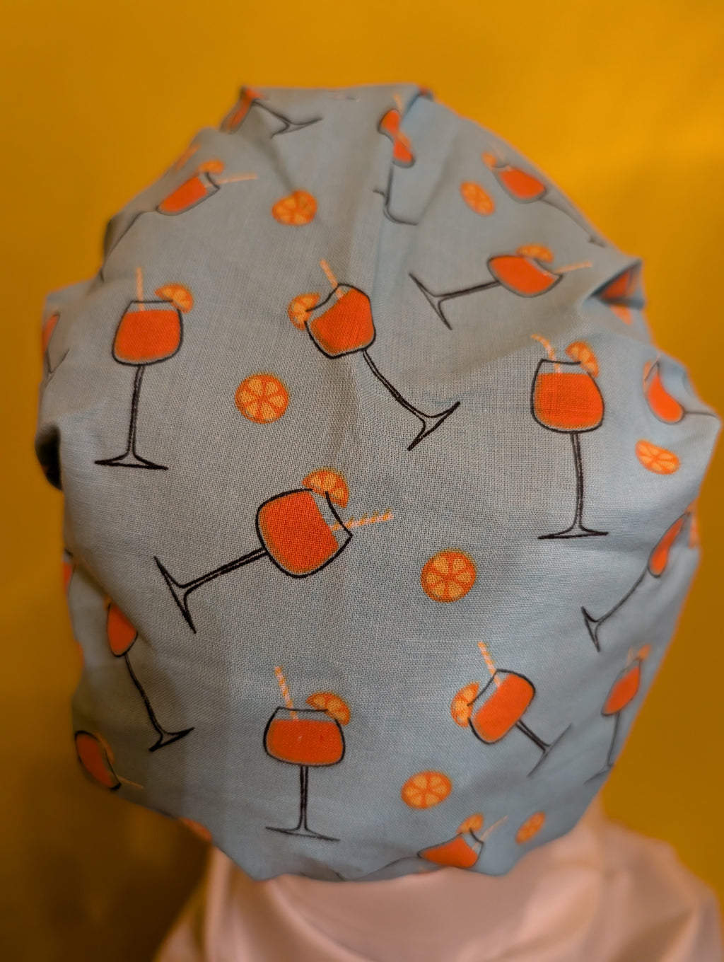 Lt Blue/ Orange Satin Lined Bouffant Style Hat