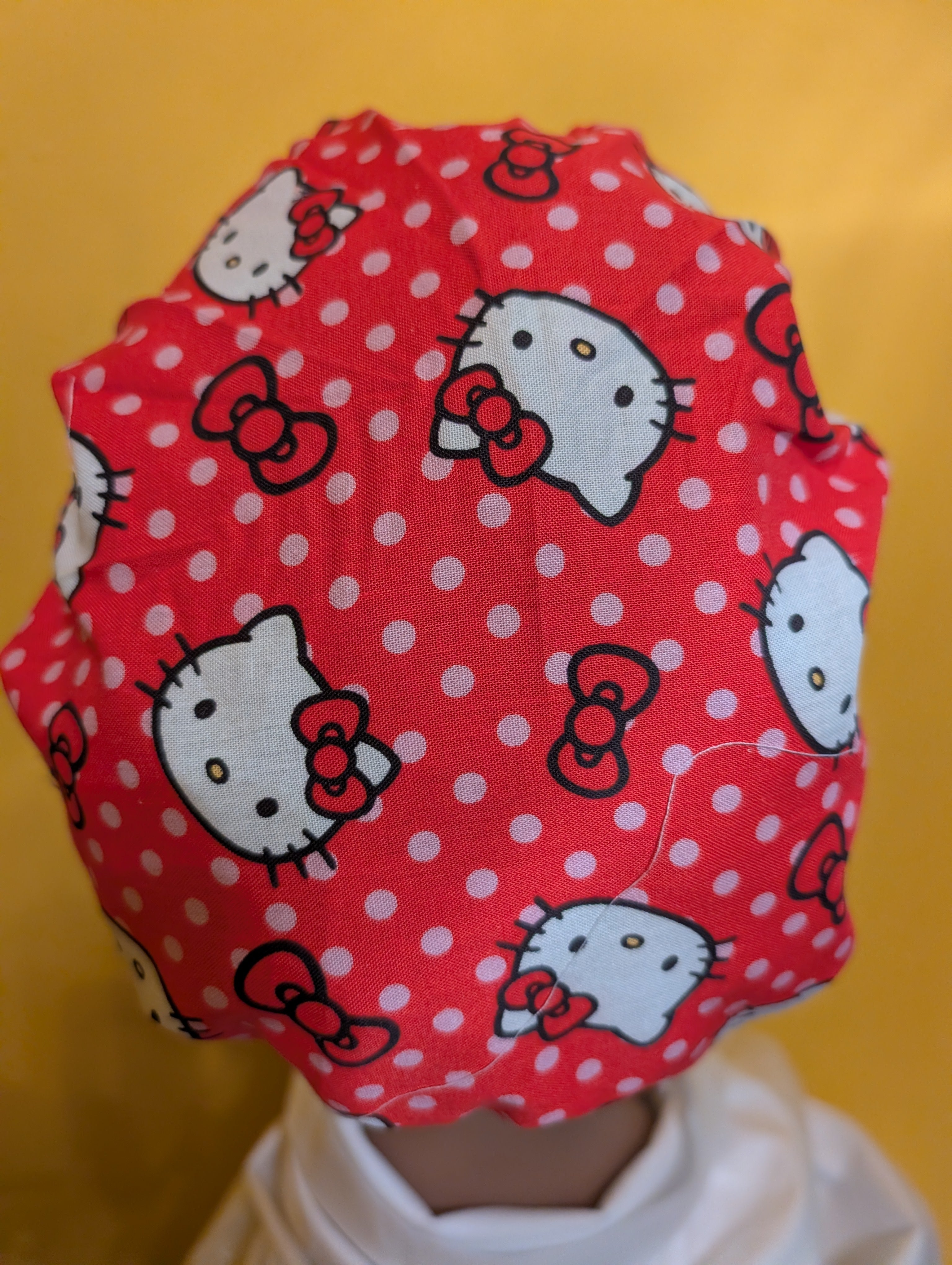 Red/Pink Hello Kitty Satin Lined Bouffant Style Hat