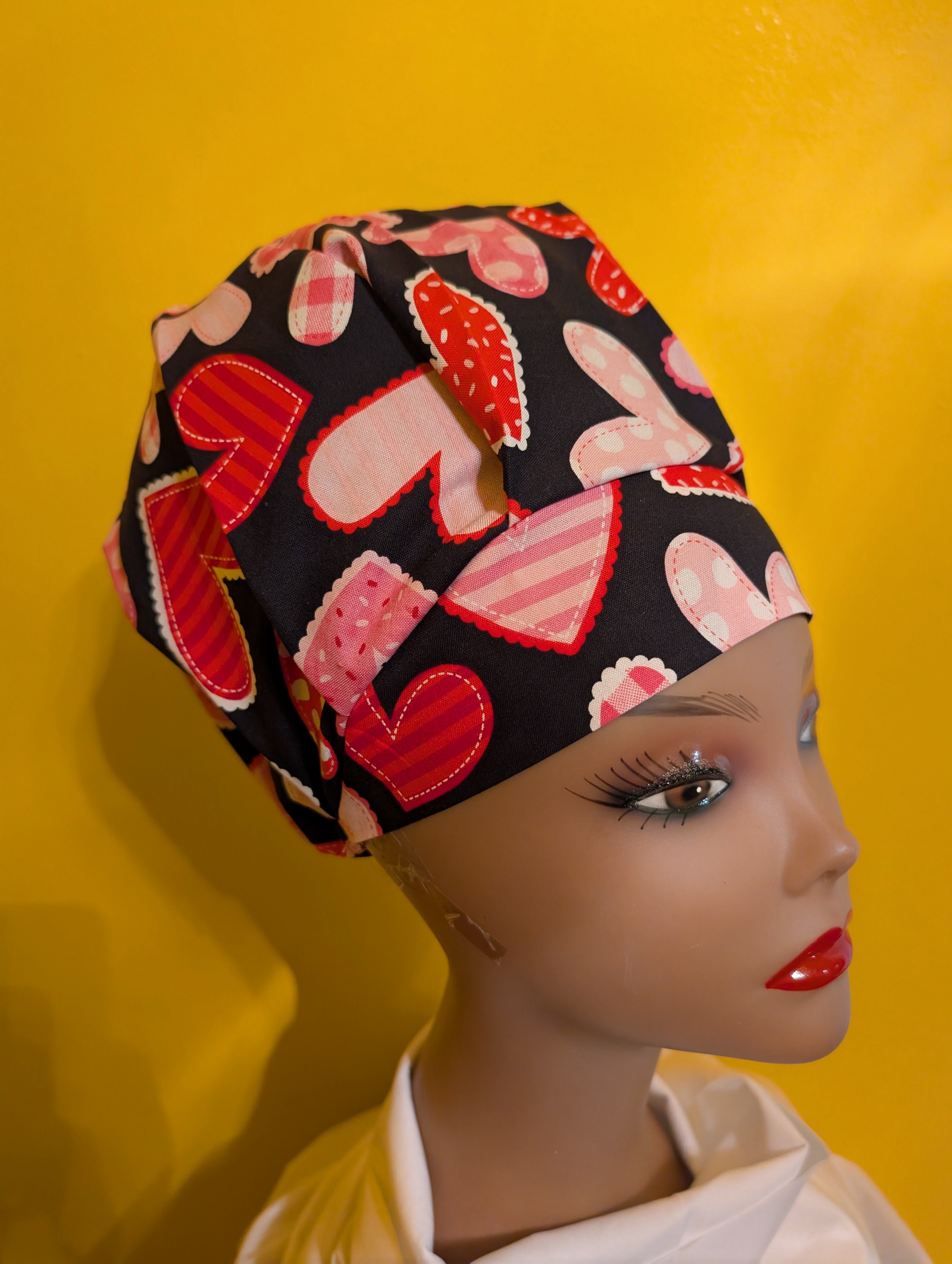Black/PinK/Red Valentine's Day Satin Lined Bouffant Style Hat
