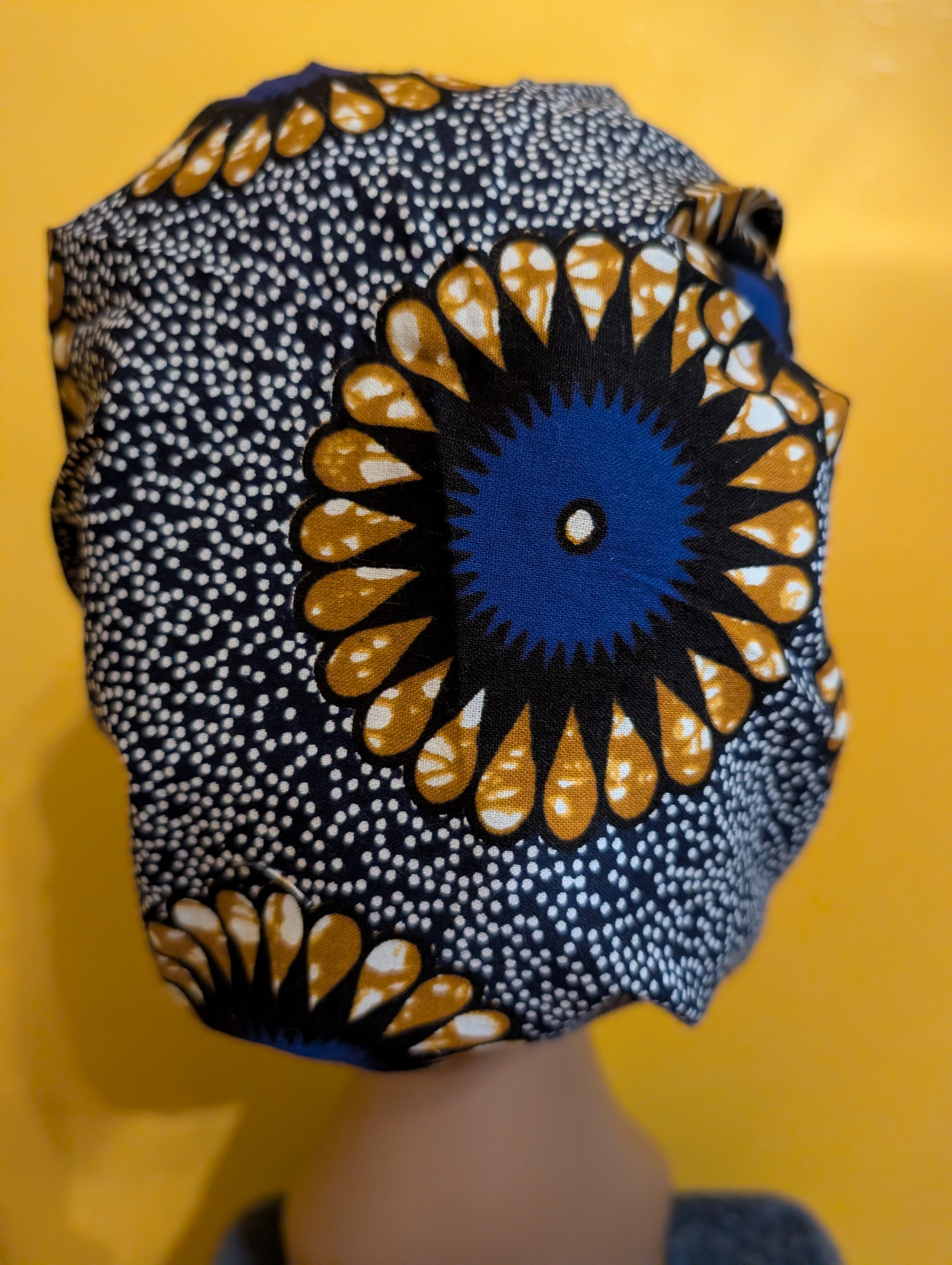 Blue/Gold Satin Lined Bouffant Style Hat