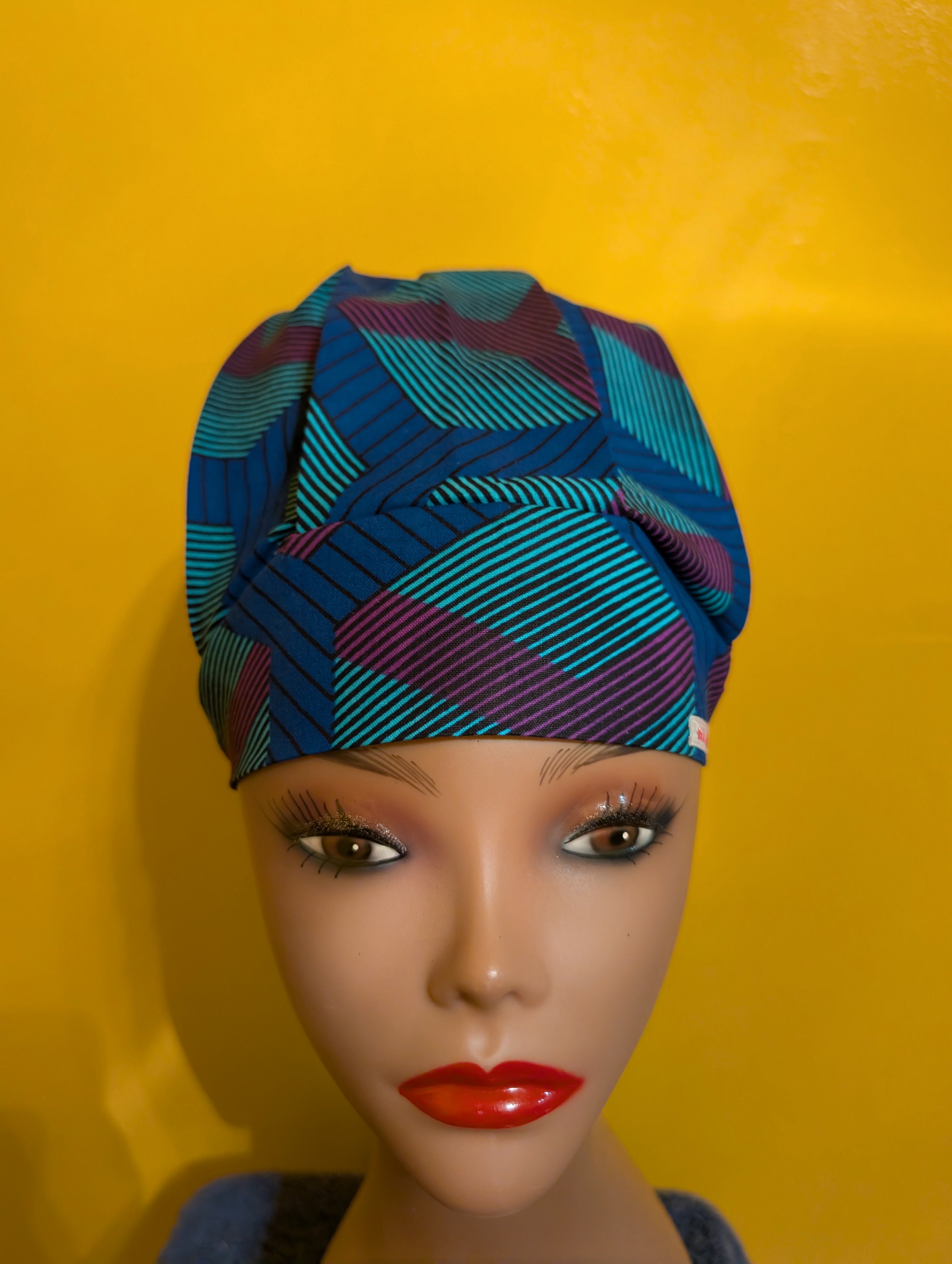 Blue/Purple Satin Lined Bouffant Style Hat