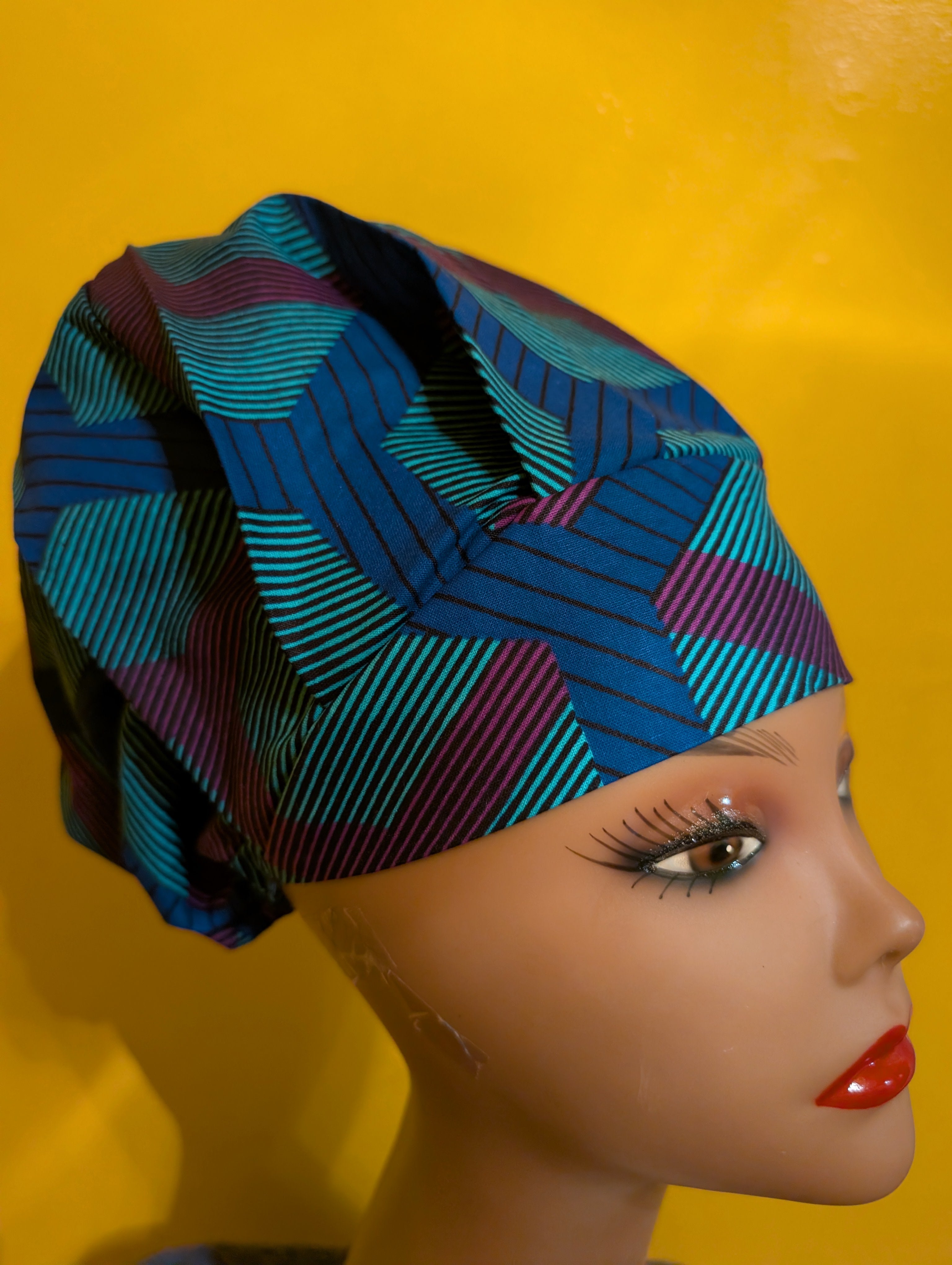 Blue/Purple Satin Lined Bouffant Style Hat