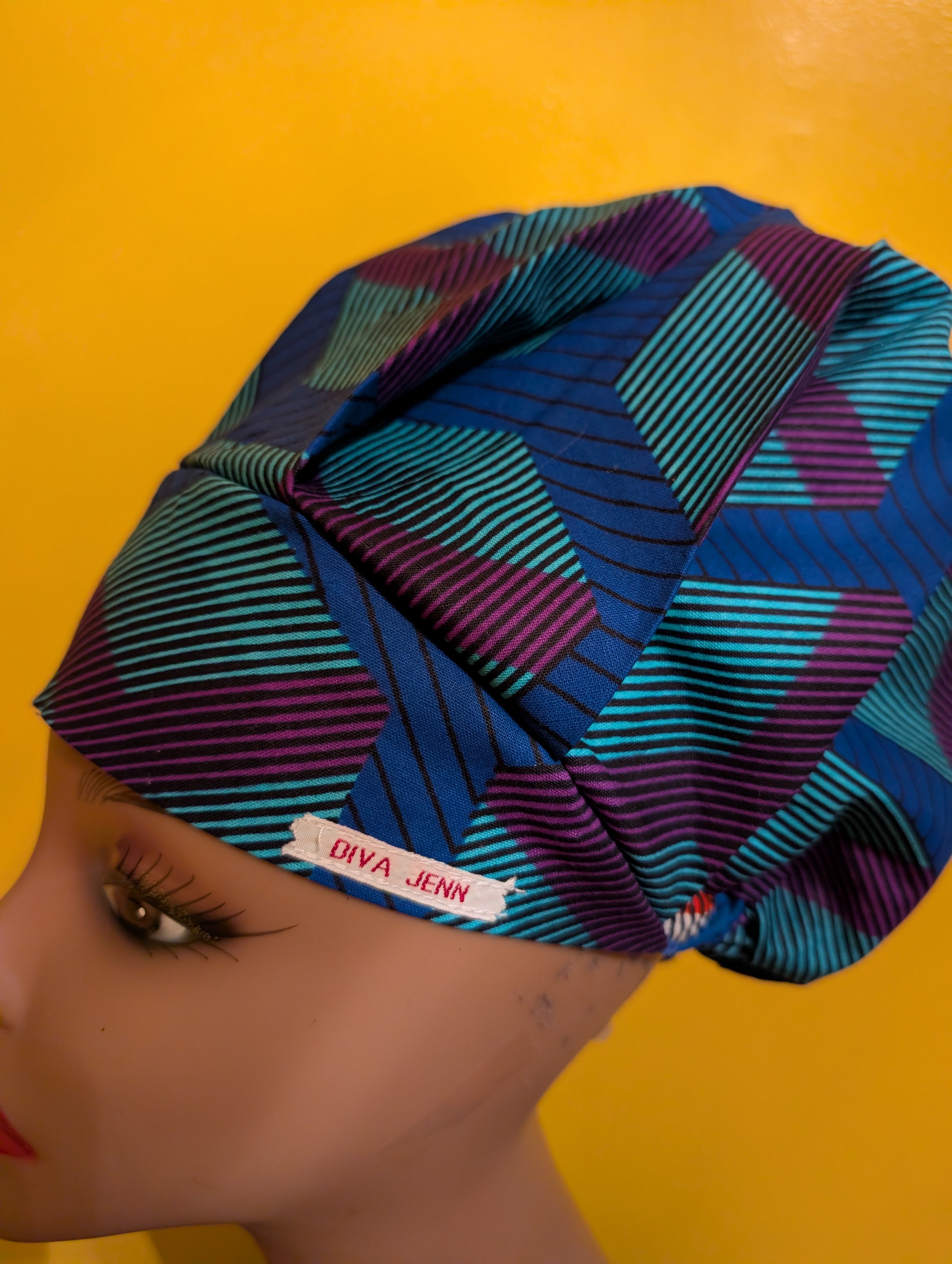 Blue/Purple Satin Lined Bouffant Style Hat