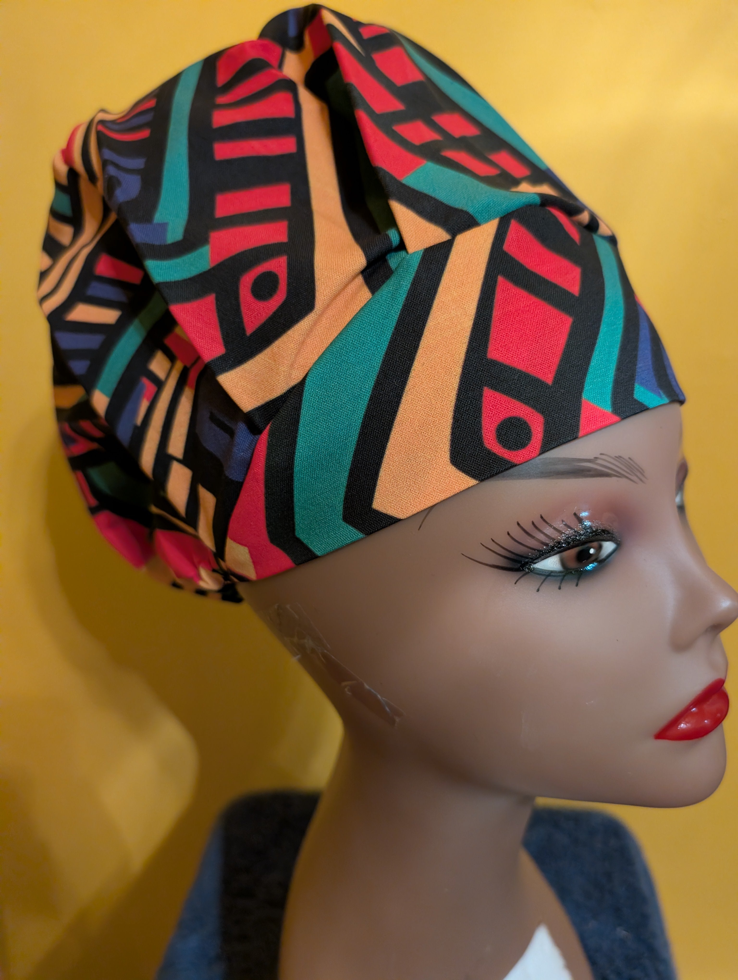 Red/Blue/Gold/Green Satin Lined Bouffant Style Hat