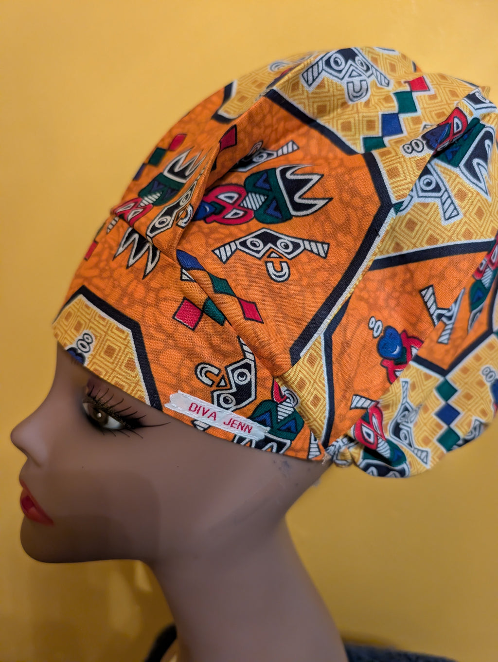 Orange/Gold Satin Lined Bouffant Style Hat