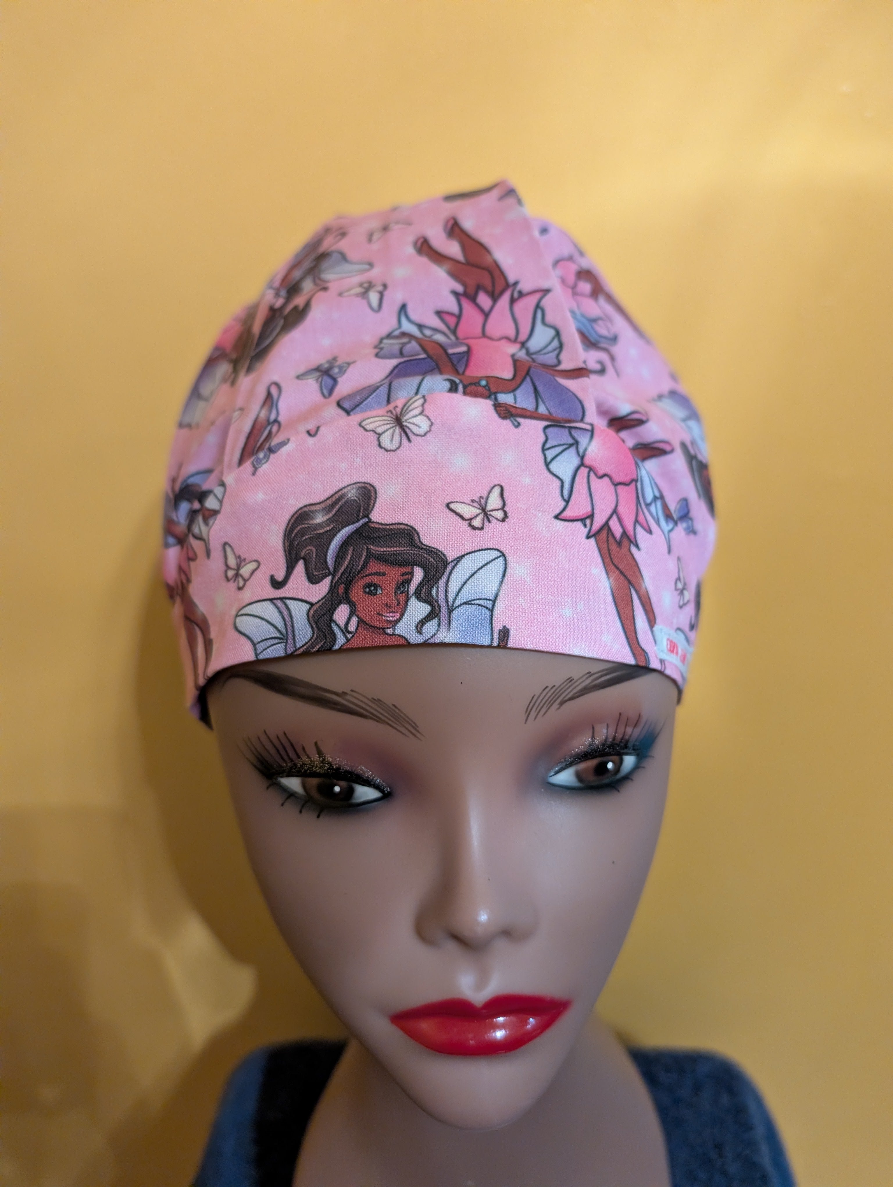 Pink/Purple African American Fairy Themed Satin Lined Bouffant Style Hat