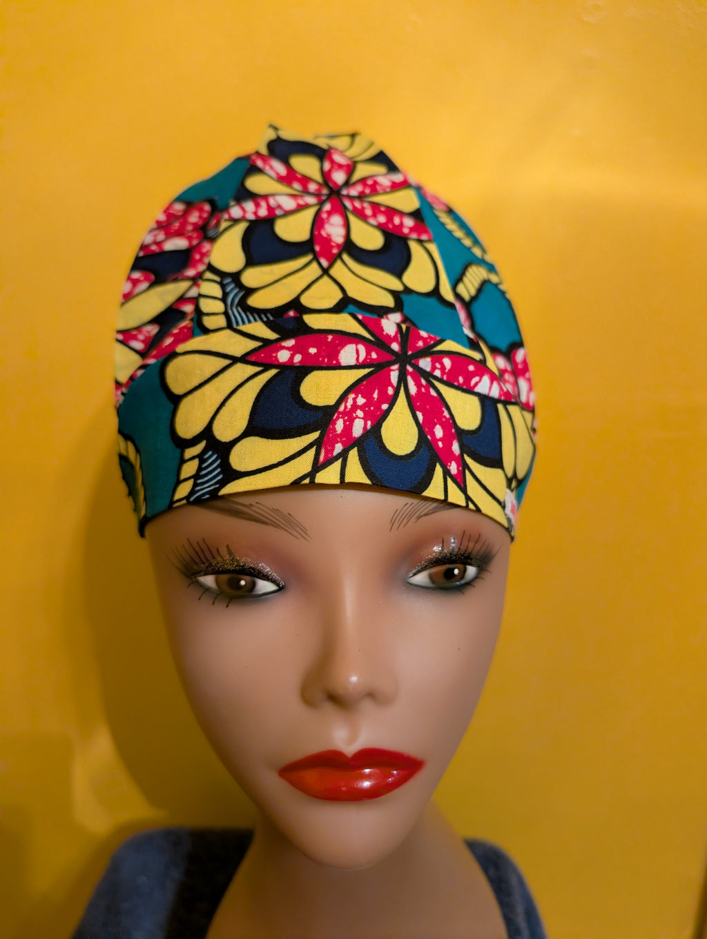 Green/Yellow Satin Lined Bouffant Style Hat