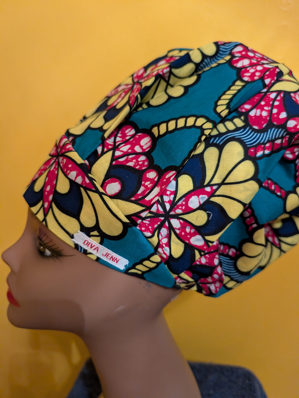 Green/Yellow Satin Lined Bouffant Style Hat