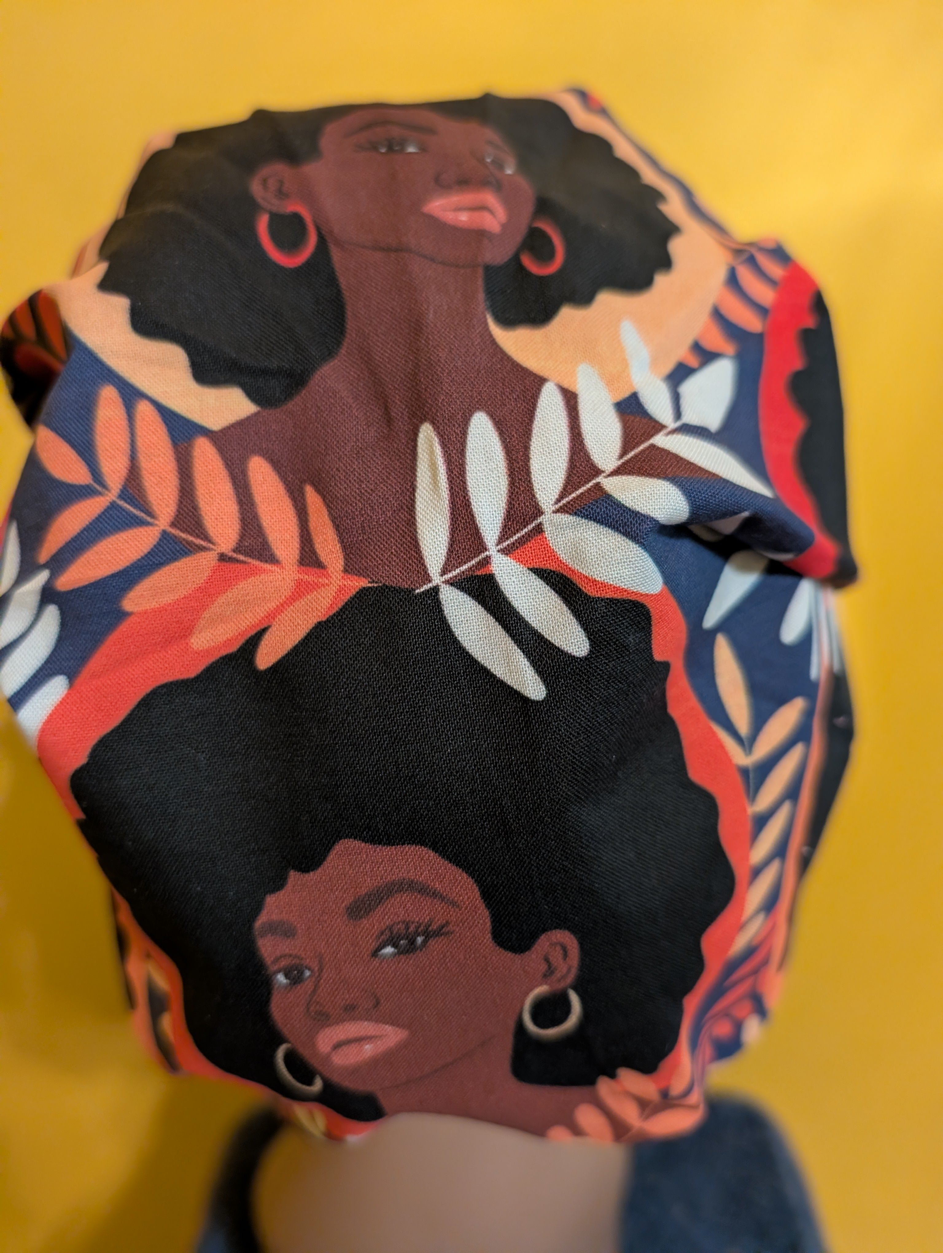 Brown/Black African American Female Themed Satin Lined Bouffant Style Hat