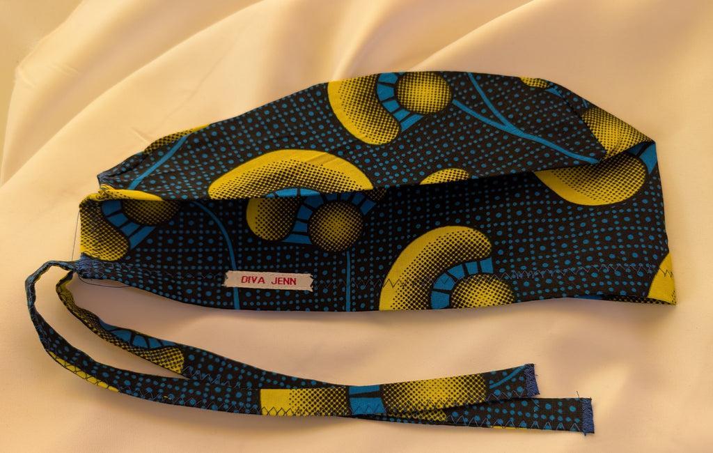 Blue/Yellow Tie in the back Hat