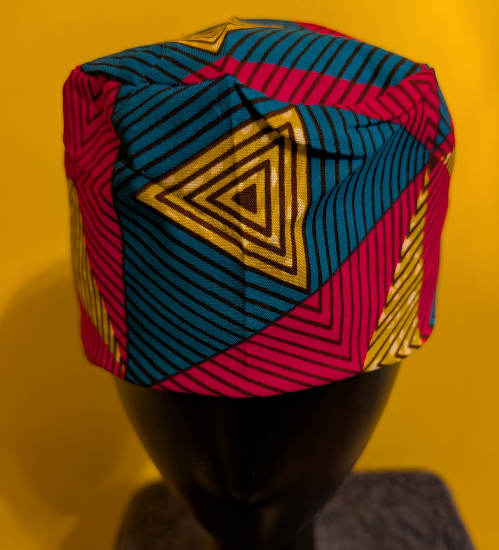 Blue/Red/Gold Tie in the back Hat